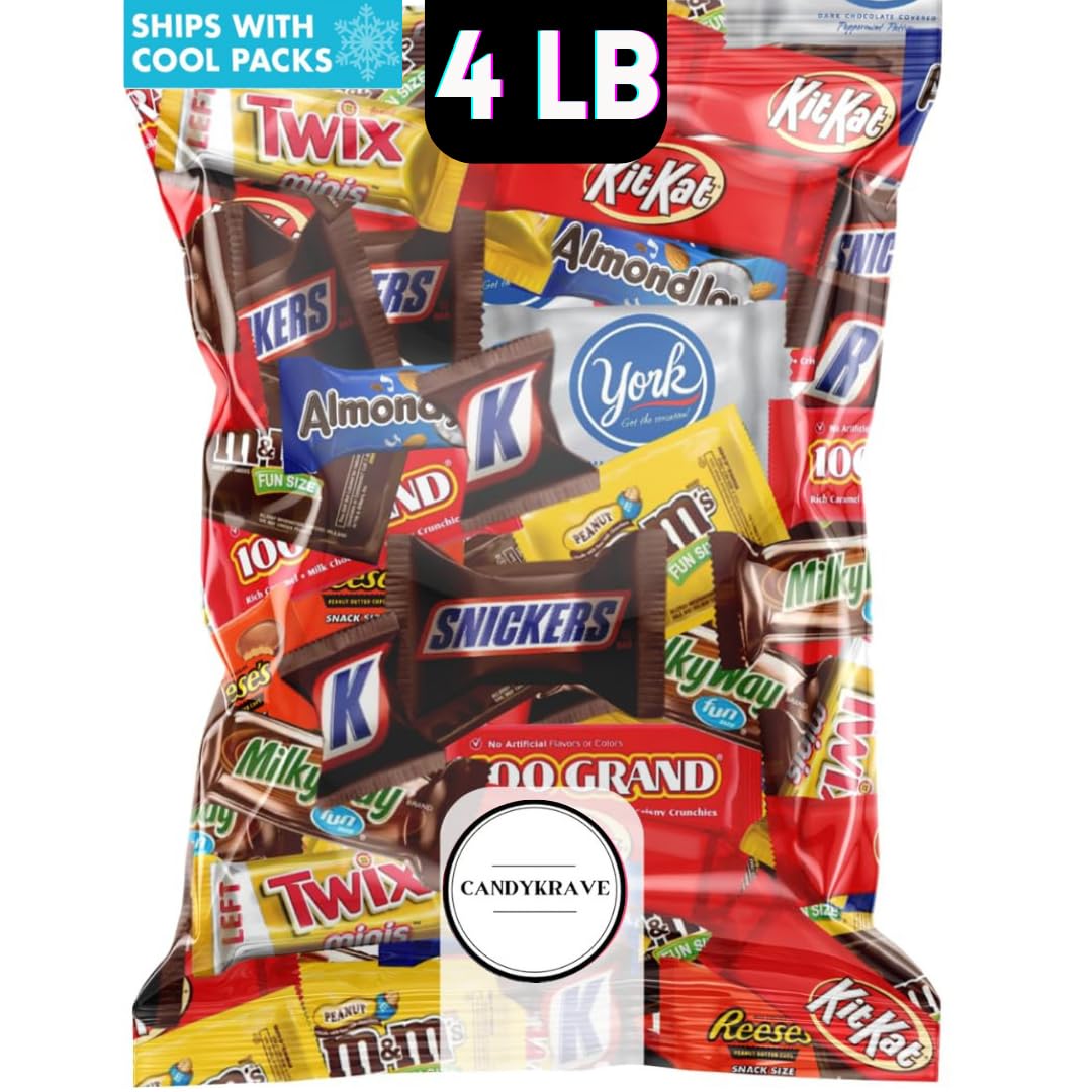 Halloween Assorted Chocolate Candy Variety Pack - 4lb Assorted Bulk Chocolate Candy & Chocolate Gifts - Halloween Chocolate Candy Individually Wrapped- Mixed Candy Chocolate Assortment Bags