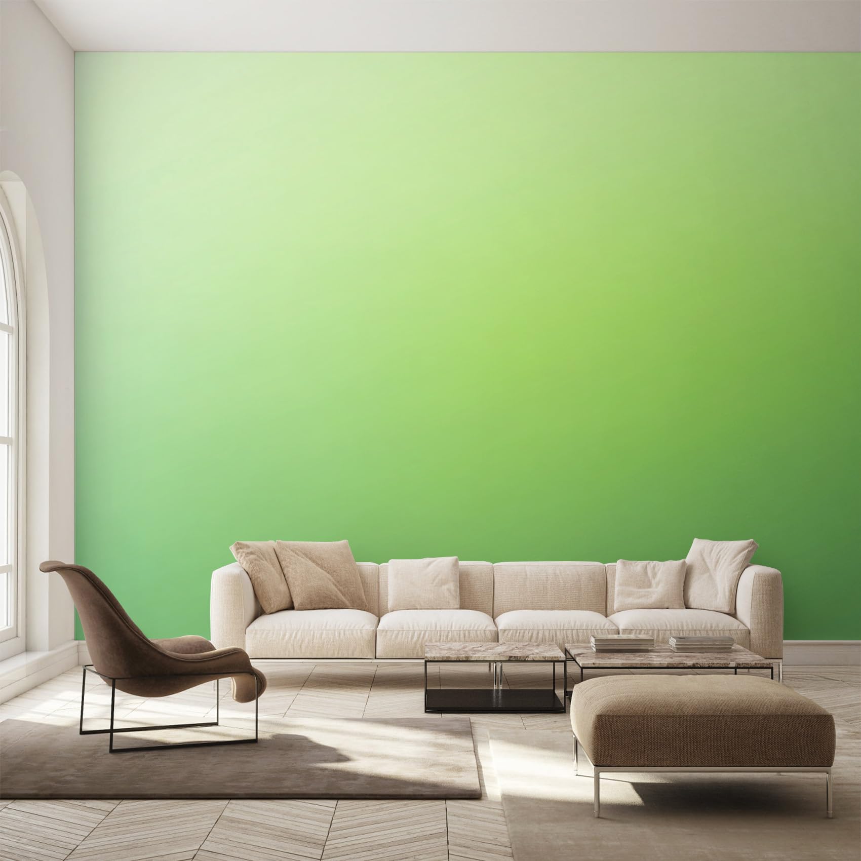 Papier peint panoramique gradient vert intissé haut de gamme pour salon