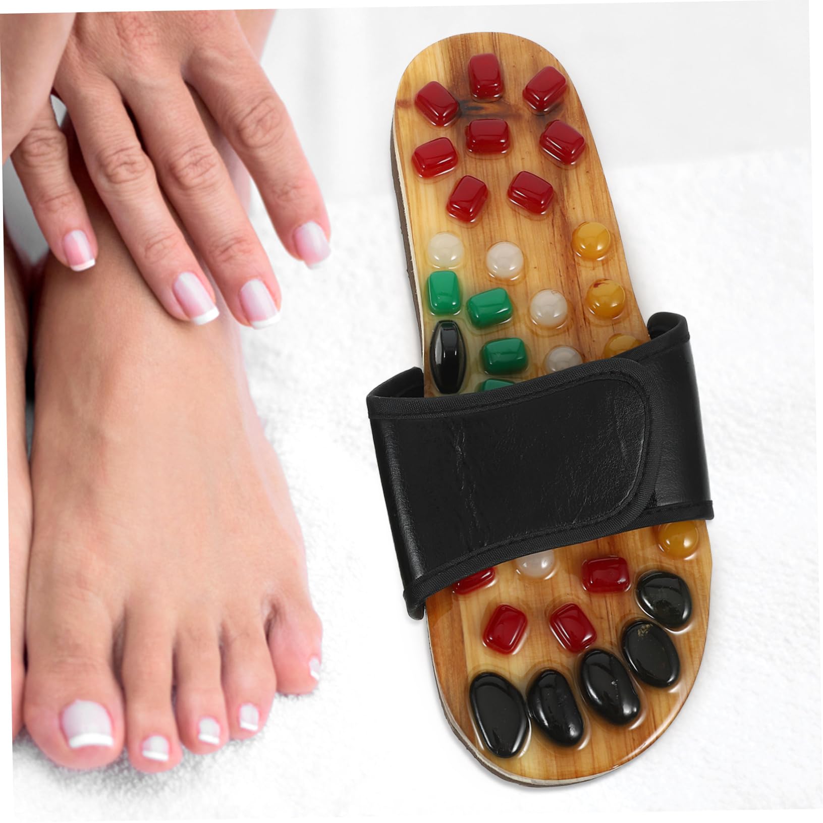 Akupressur Massage Sandalen zum Hineinschlüpfen, Schwarz 43-44