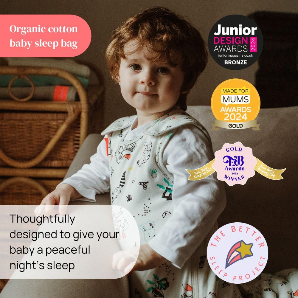 Folk & Thread Sacco nanna biologico da 2,5 tog | Comodo e coccoloso sacco nanna per bambini progettato per dare a te e al tuo bambino un sonno tranquillo | Ideale per stanze da 16 a 20 °C | Legno