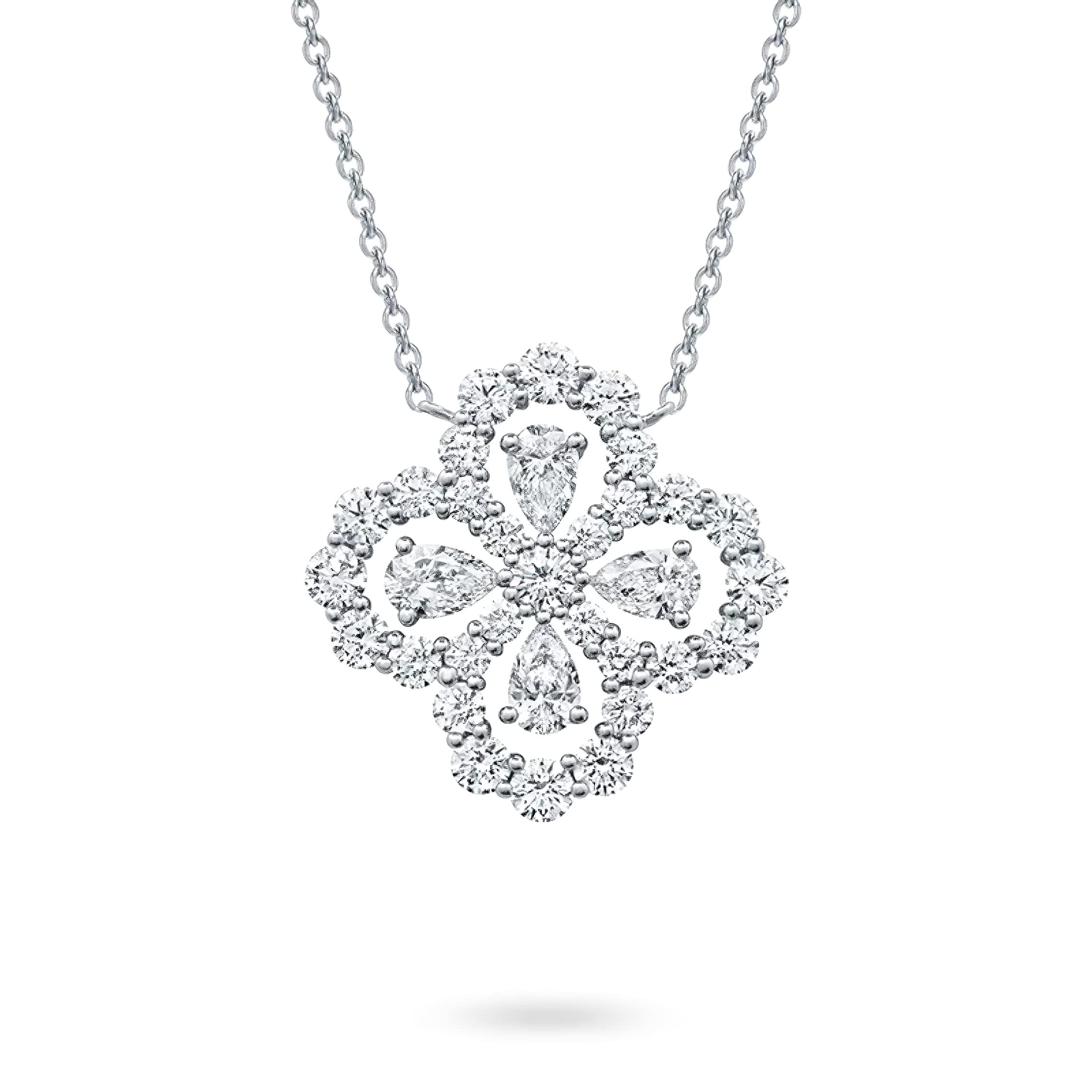 La RaffineSilver Necklace for Women Lucky Four Leaf Clover Necklace 14K Gold Plated Silver Zircon Necklace