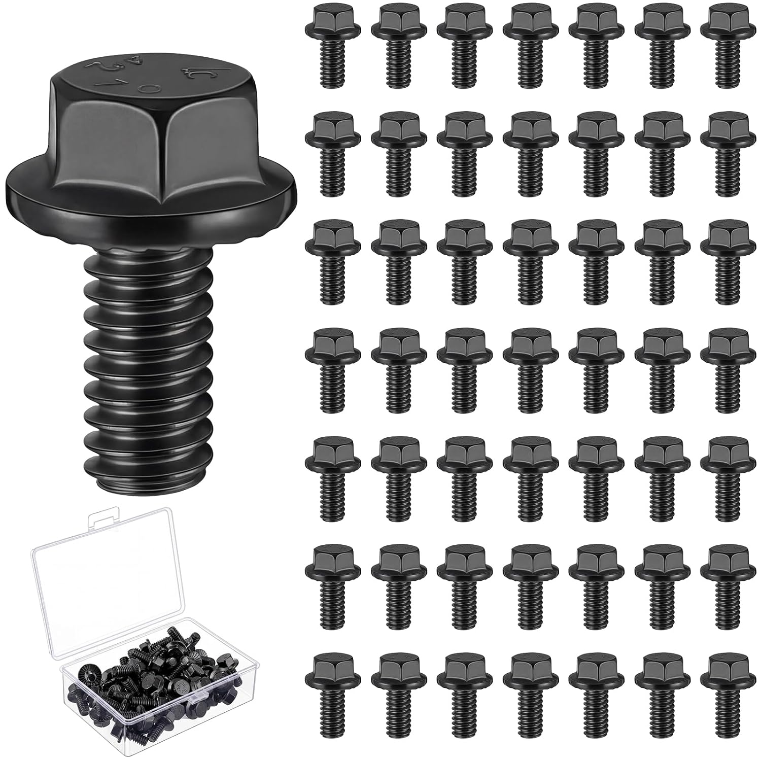 Zonon 50 Pcs 5/16-18 x 3/4" Flanged Hex Head Bolts with Reinforced Box, 304 Stainless Steel Bolts, Fully Threaded, External Flange Hex Screws Industrial, Marine Applications (Silvery)