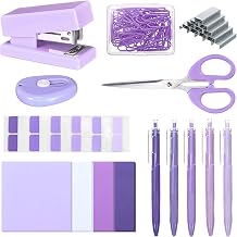 Purple Mini Office Supplies Kit School Desk Accessories Set