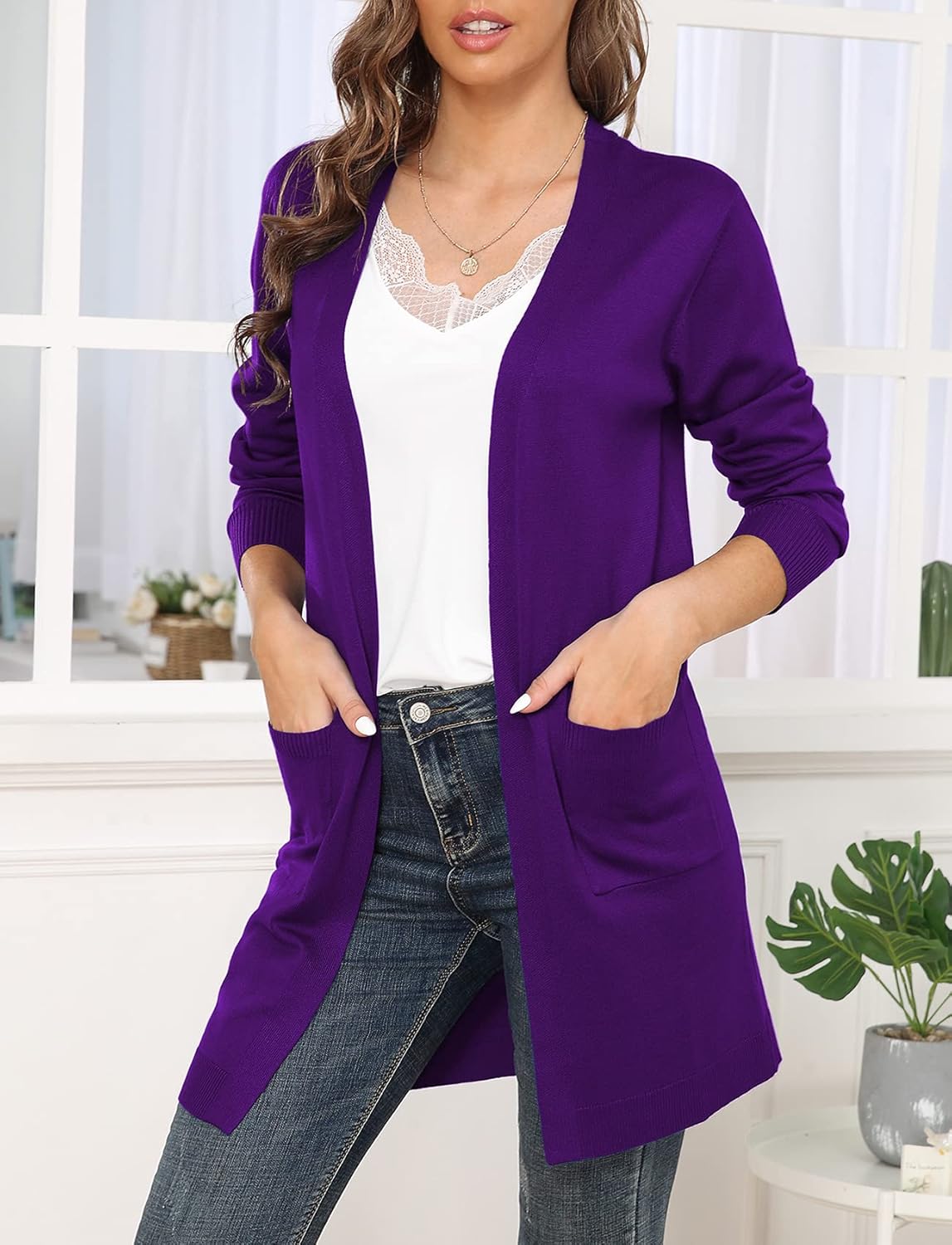 VIISHOW Women's Classic Cardigans Long Sleeve Open Front Casual Knit Cardigan Sweaters Coat Soft Outwear - Image 3