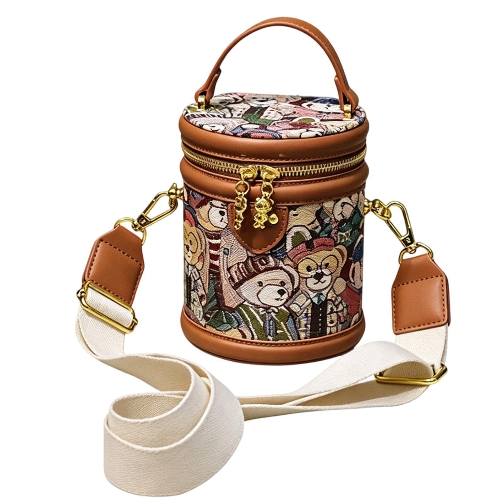 Generisch Mała torba na bucket bag skóra PU regulowana miś retro | Damskie torebki do codziennego dojazdu, pracy, biura, na zakupy, randkę, podróże, spacery, jazdę na rowerze, kemping i