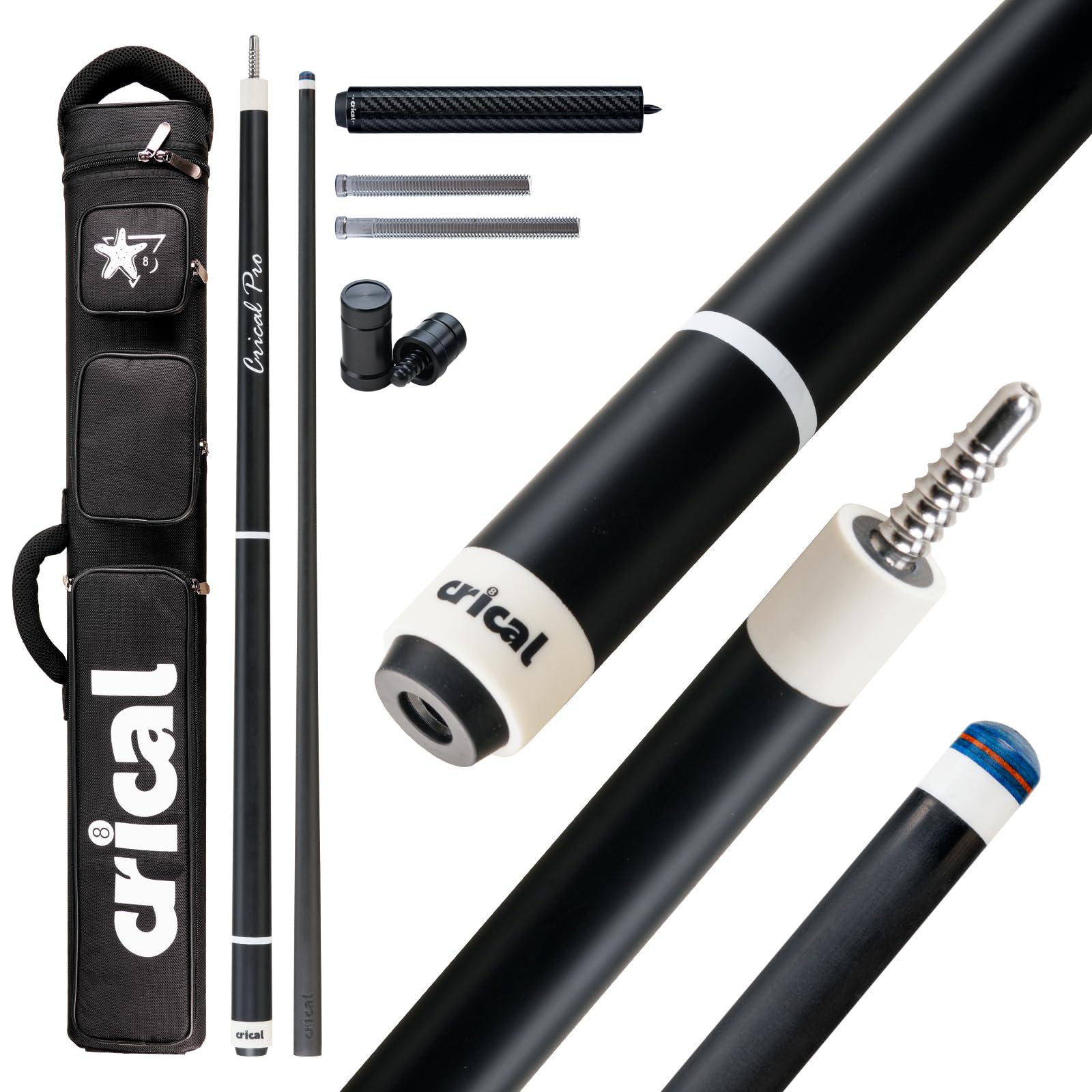 CRICAL Carbon Fiber Pool Cue Stick 58in Low Deflection Billiard Cue