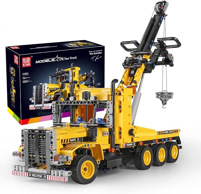 Mould King 17011 Technik wózek holowniczy z klocków zaciskowych, 1250 części, seria inżynieryjna, model ciężarówki, przyczepa, zestaw montażowy, blok budowlany (bez silnika)