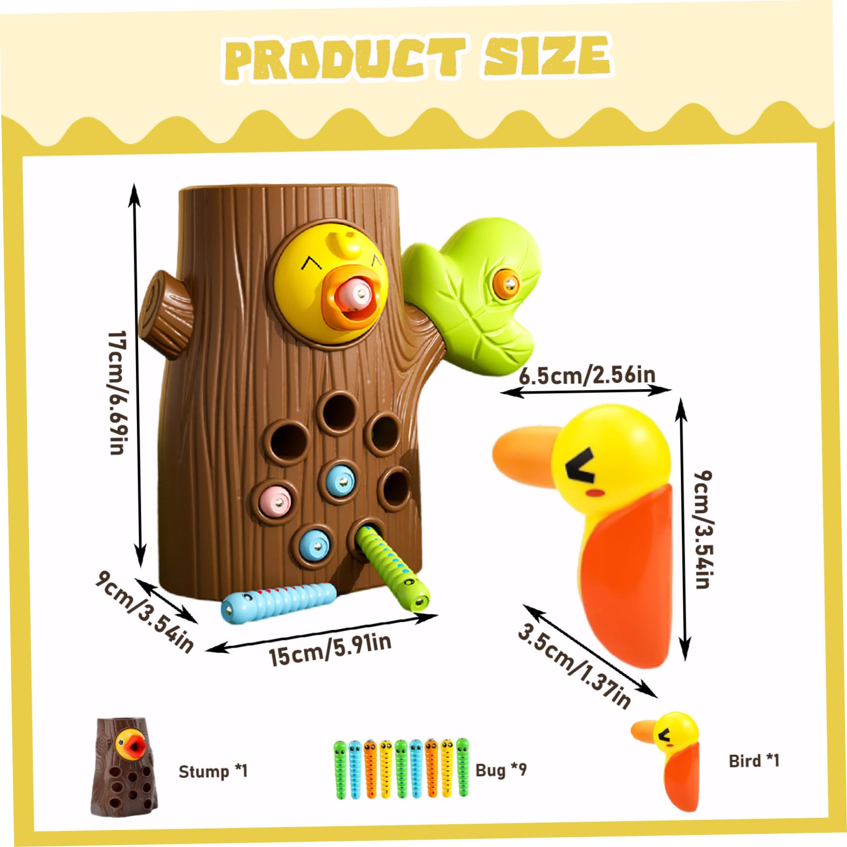 Juguetes Montessori De Comedero Magnético Para Pájaros – Set De Pájaro Carpintero Y Gusanos, Juego Educativo De Motricidad Fina