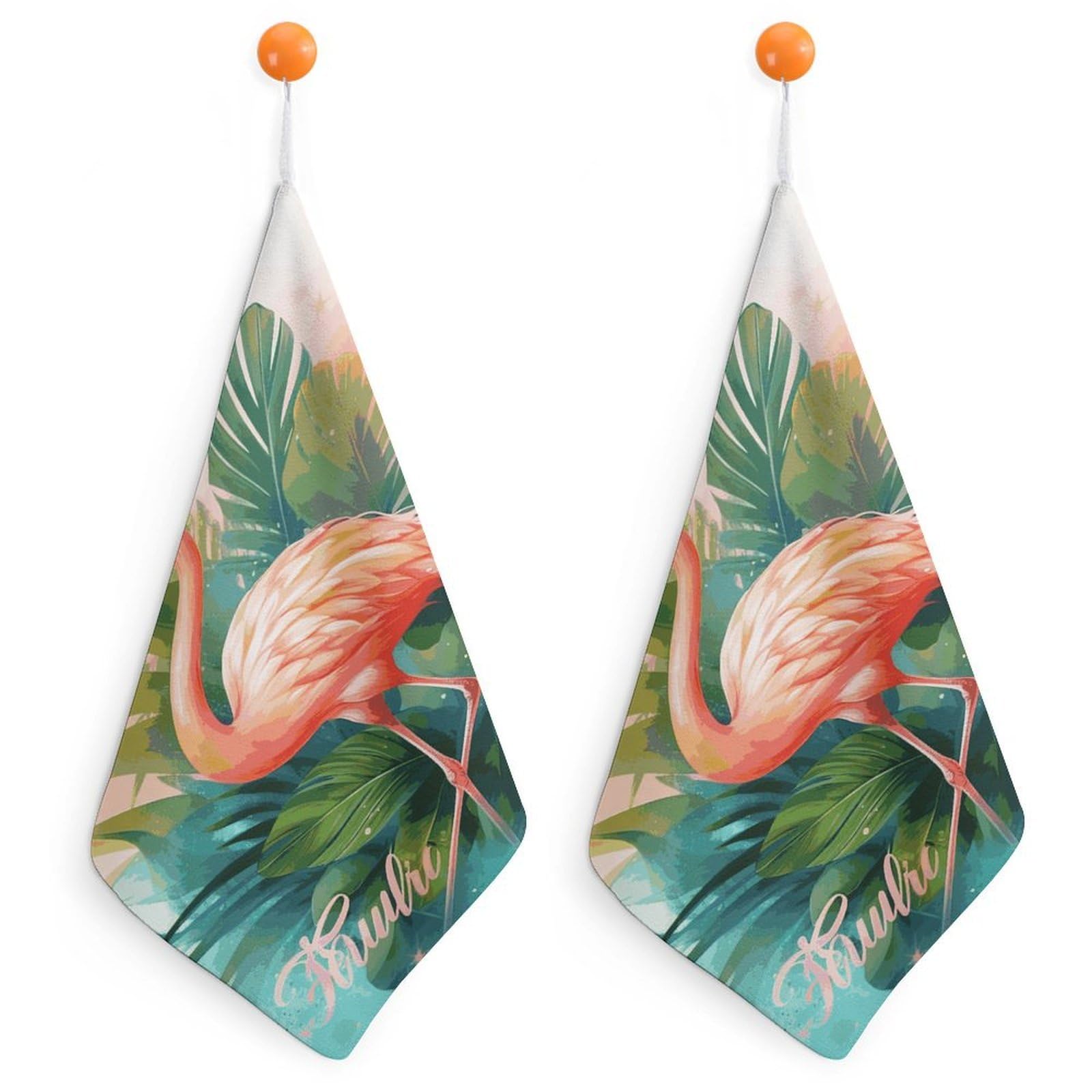 LDGSUPH Tropical Flamingo Hand Towels Fashion Hand Face Towel with Hanging Strap Absorbent Soft Decorative Towel Fade Resistant Cozy Face Cloths for Kitchen Gym Bathroom Towels 2PCS