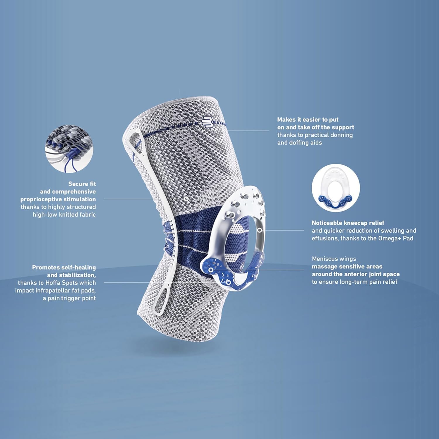 Bauerfeind - GenuTrain - Knee Brace - Targeted Support for Pain Relief and Stabilization of The Knee, Provides Relief of Weak, Swollen, and Injured Knees- Size 3 - Color Titanium - Image 6