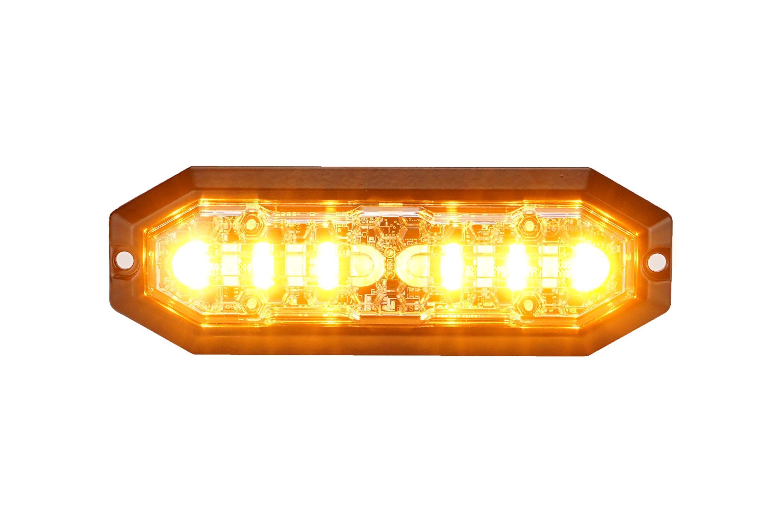 UT01 Surface Mount Warning Emergency Strobe Grille Light Head [SAE class 1] [IP68] for Police and Tow Truck Construction Vehicle Amber Blue Red White (Amber, 6 LED)