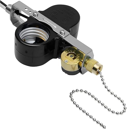 Aspen Creative 21327-08-1 - Lámpara de ventilador de techo ZE-310DZE-357.6 ft con interruptor de cadena de níquel, soporte de lámpara E27 para