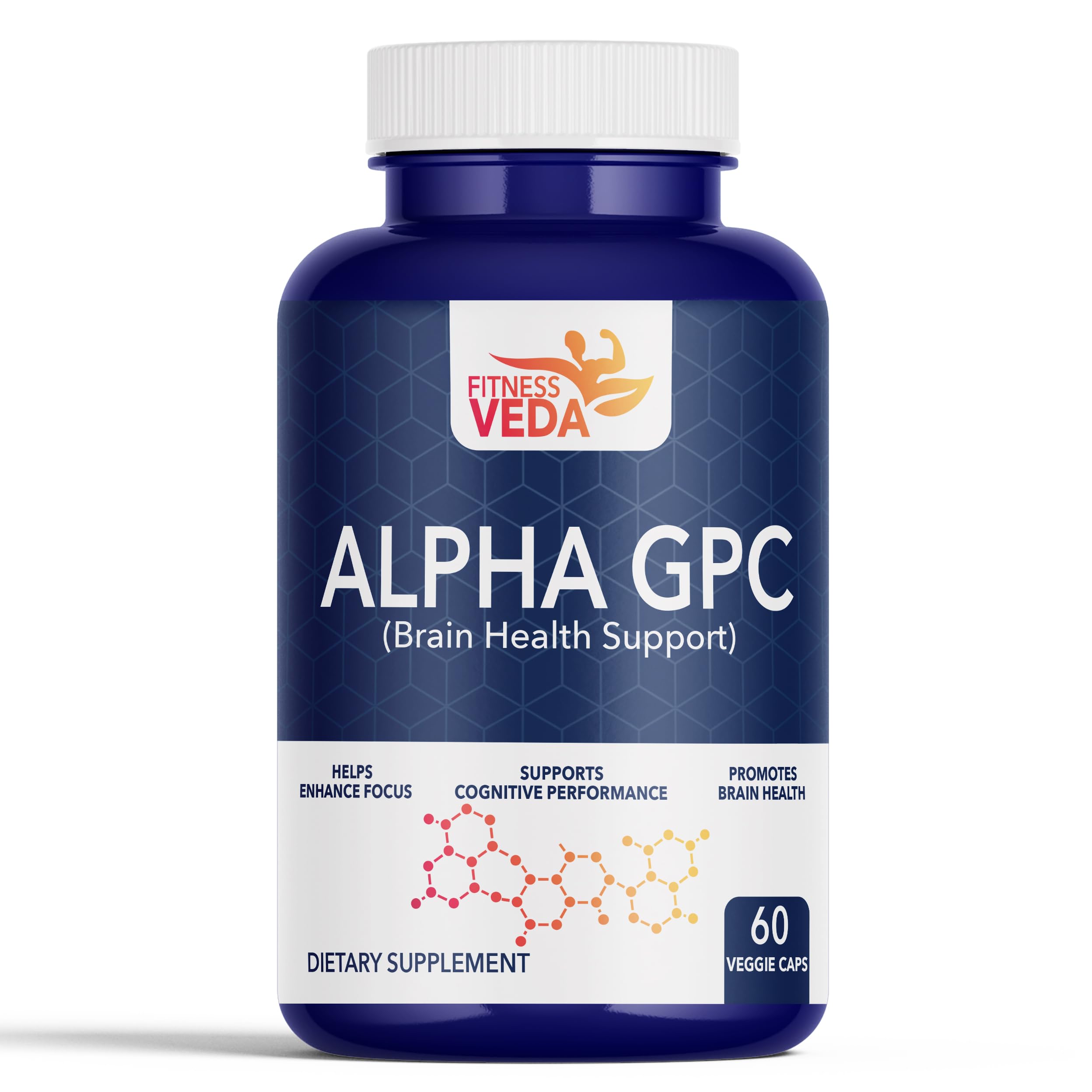Fitness Veda Alpha GPC 300 mg | Brain Support Formula | 60 Capsules | Pack of 1 | Nootropic Supplement for Focus & Clarity | Vegan, Non-GMO