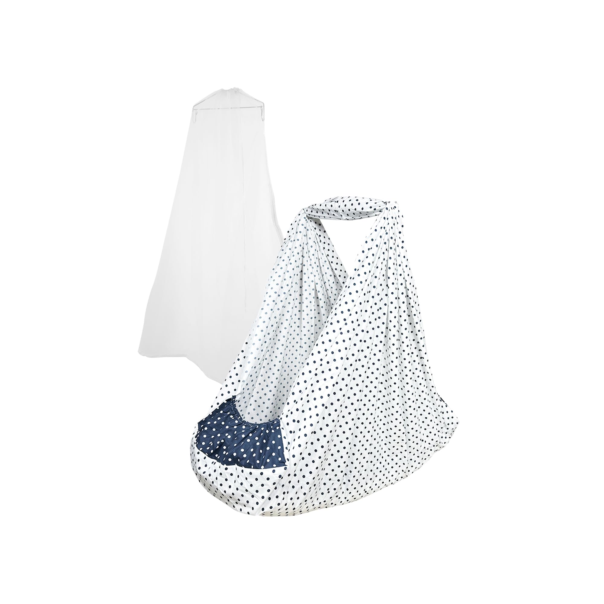 beetot New Born Baby Swing Cradle (Jhula) | Cradle Cloth, Removable Mattress Bed, and Mosquito Net (No Any Hanger Or Spring)| Weight Capacity up to 20kg | Age from 0-12 Months | Dotted Pattern