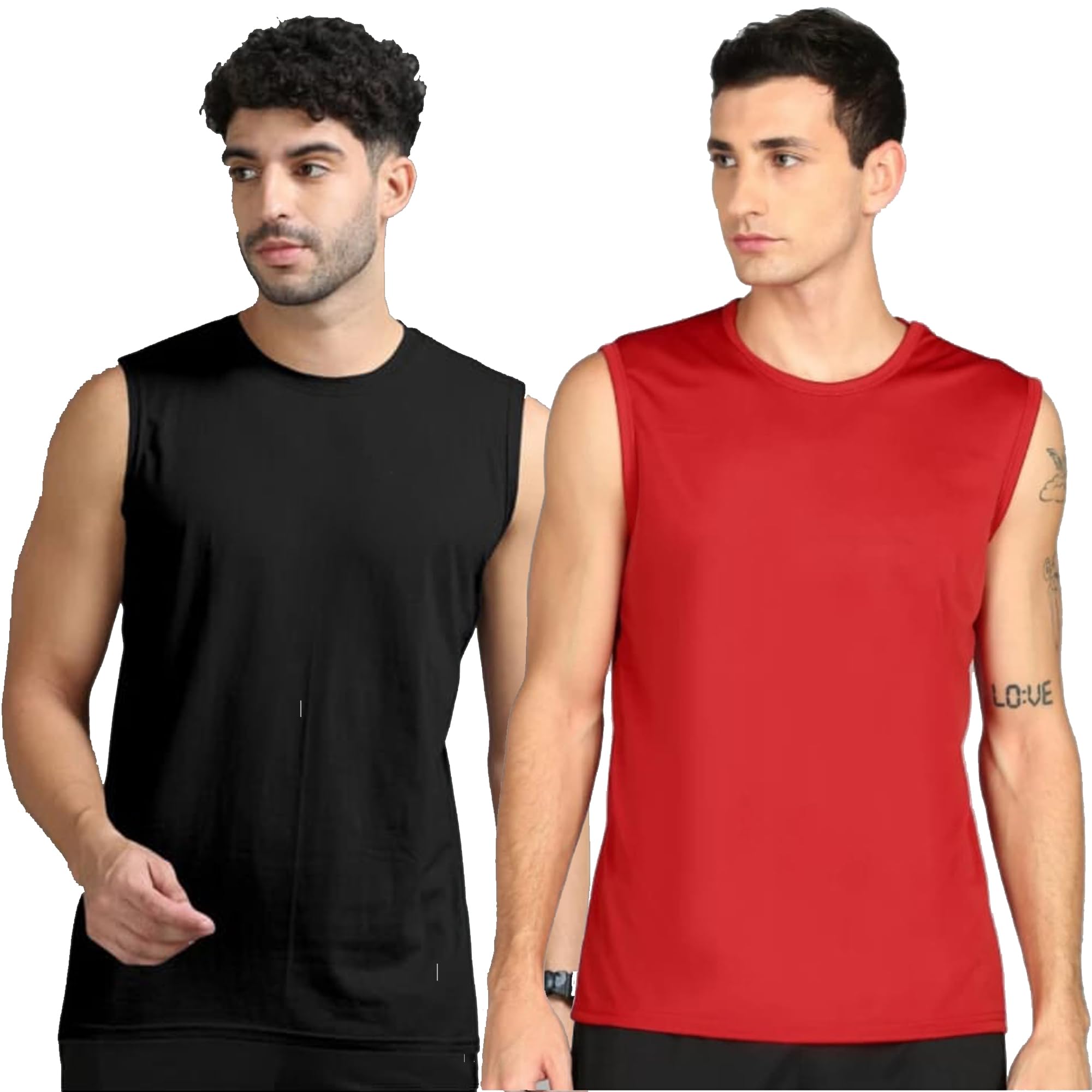 jangoboy Men's Dryfit Active Performance Solid Round Neck Sleeveless Polyester T-Shirt-picture-38