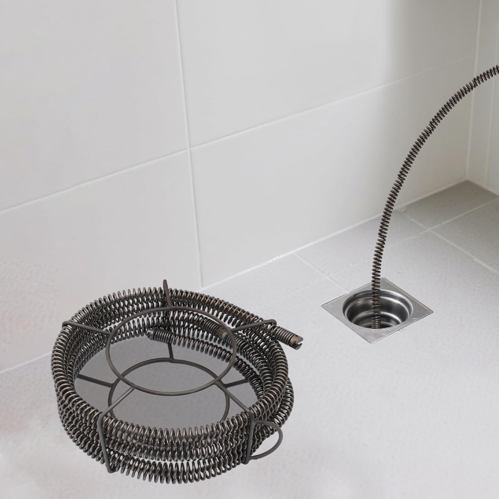 Set di spirali per la pulizia dei tubi, Ø 22 mm + 7 m, spirale a molla per la pulizia dei tubi, spirale professionale per la pulizia dei tubi per lavello, scarico pavimento, WC