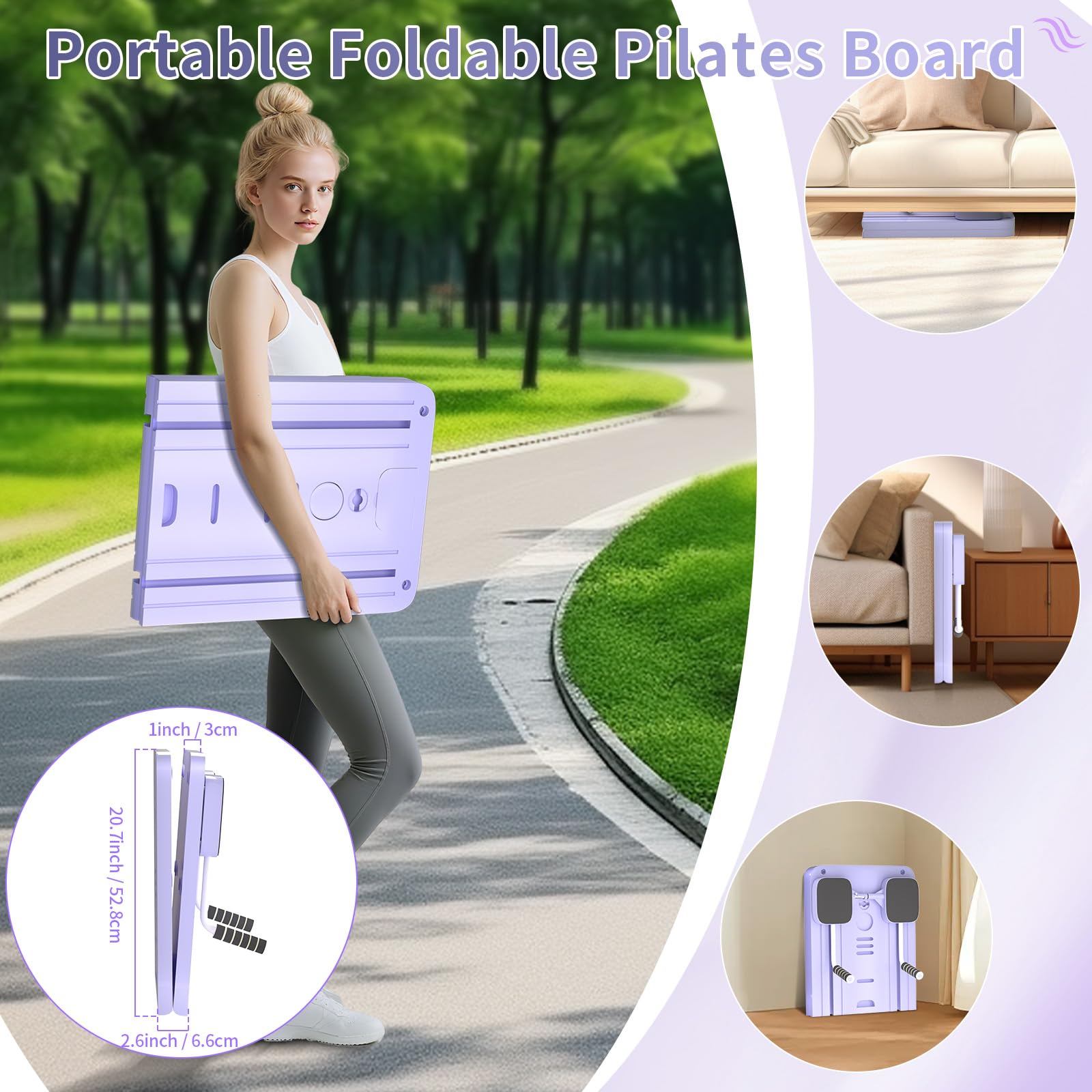 Tavola da Pilates pieghevole, Set di attrezzature per Pilates Reformer Board multifunzionale con rimbalzo automatico per allenamenti completi del corpo, regalo fitness per donne