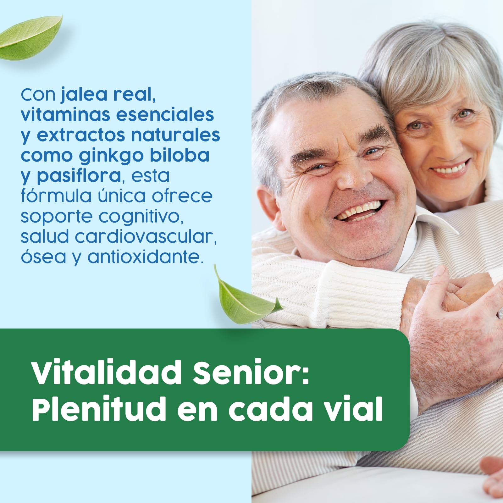 Espadiet Jalea oro 3ra edad 1500– Con Gingko Biloba, Harpagofito, Cúrcuma, Zinc Vitaminas C, del Complejo B y D – Salud del Corazón, Cognitiva, Ósea y Antioxidante – 20 viales de 10ml