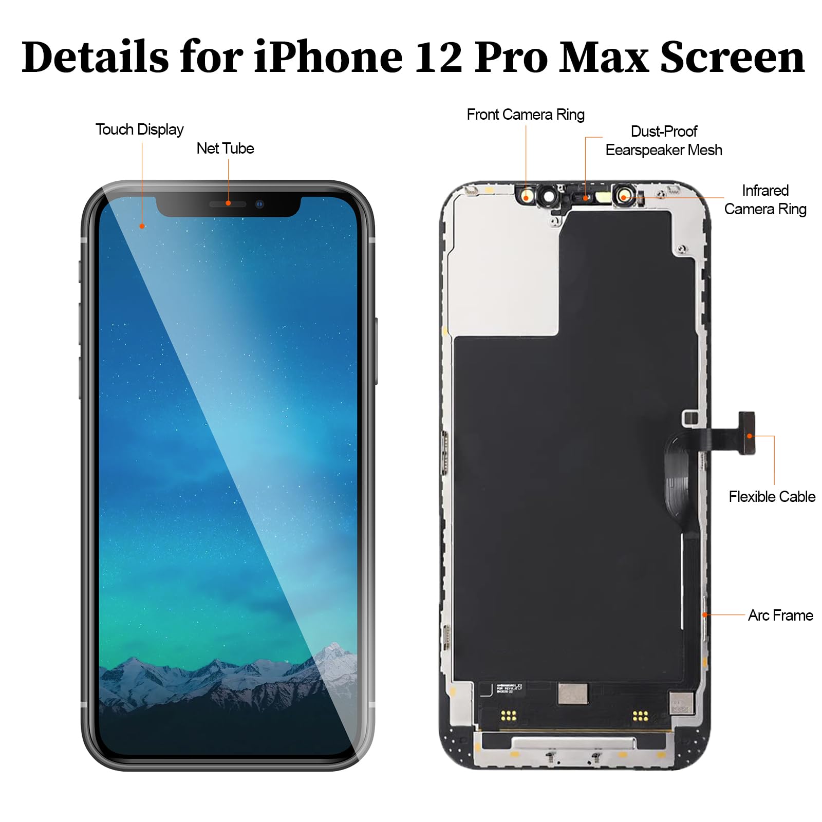 Kit de substituição de tela para iPhone 12 Pro Max de 6,7