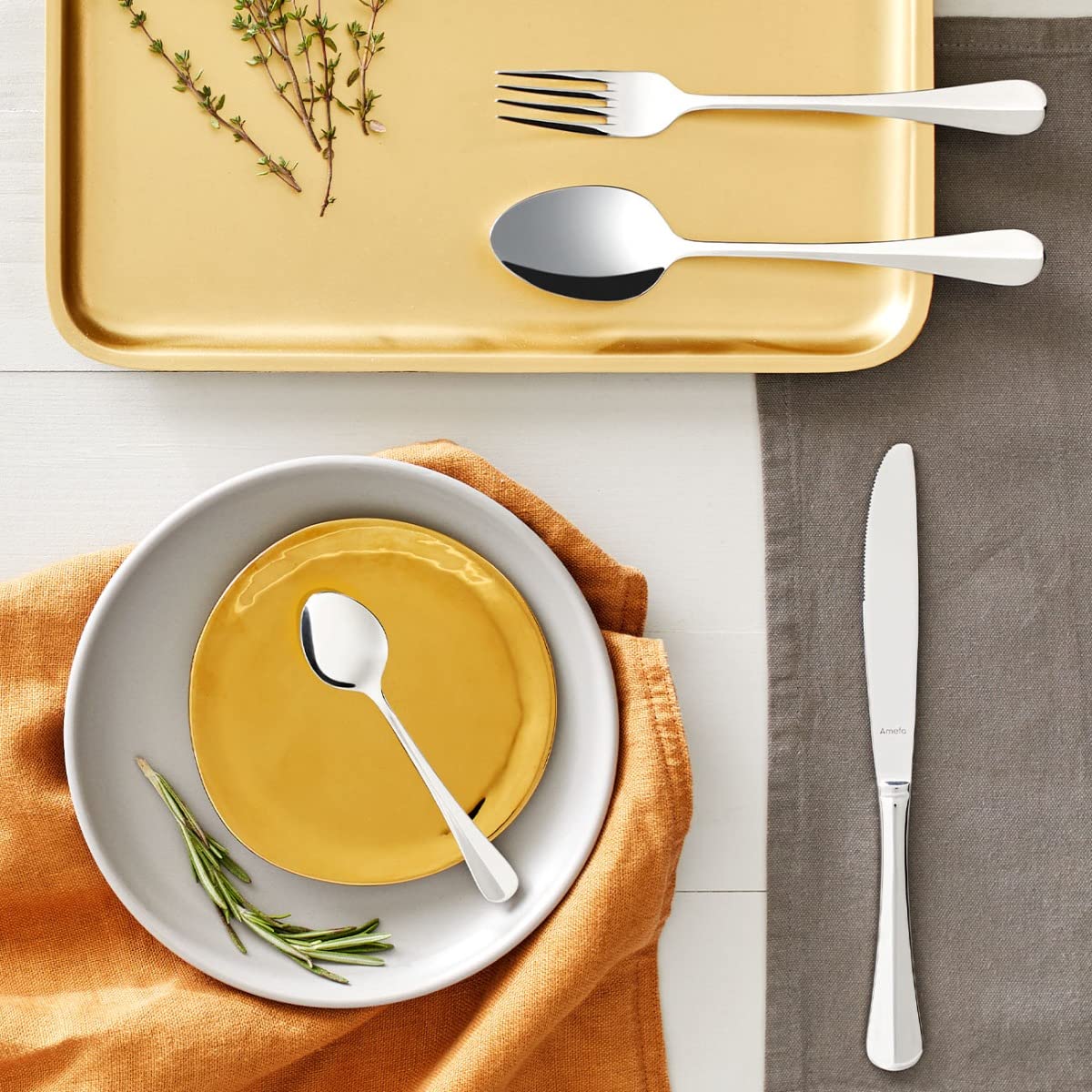 Amefa BAGUETTE Besteck Set für 6 Personen, Essbesteck 24 teilig, Edelstahl poliert & rostfrei, spülmaschinenfest, Tafelbesteck