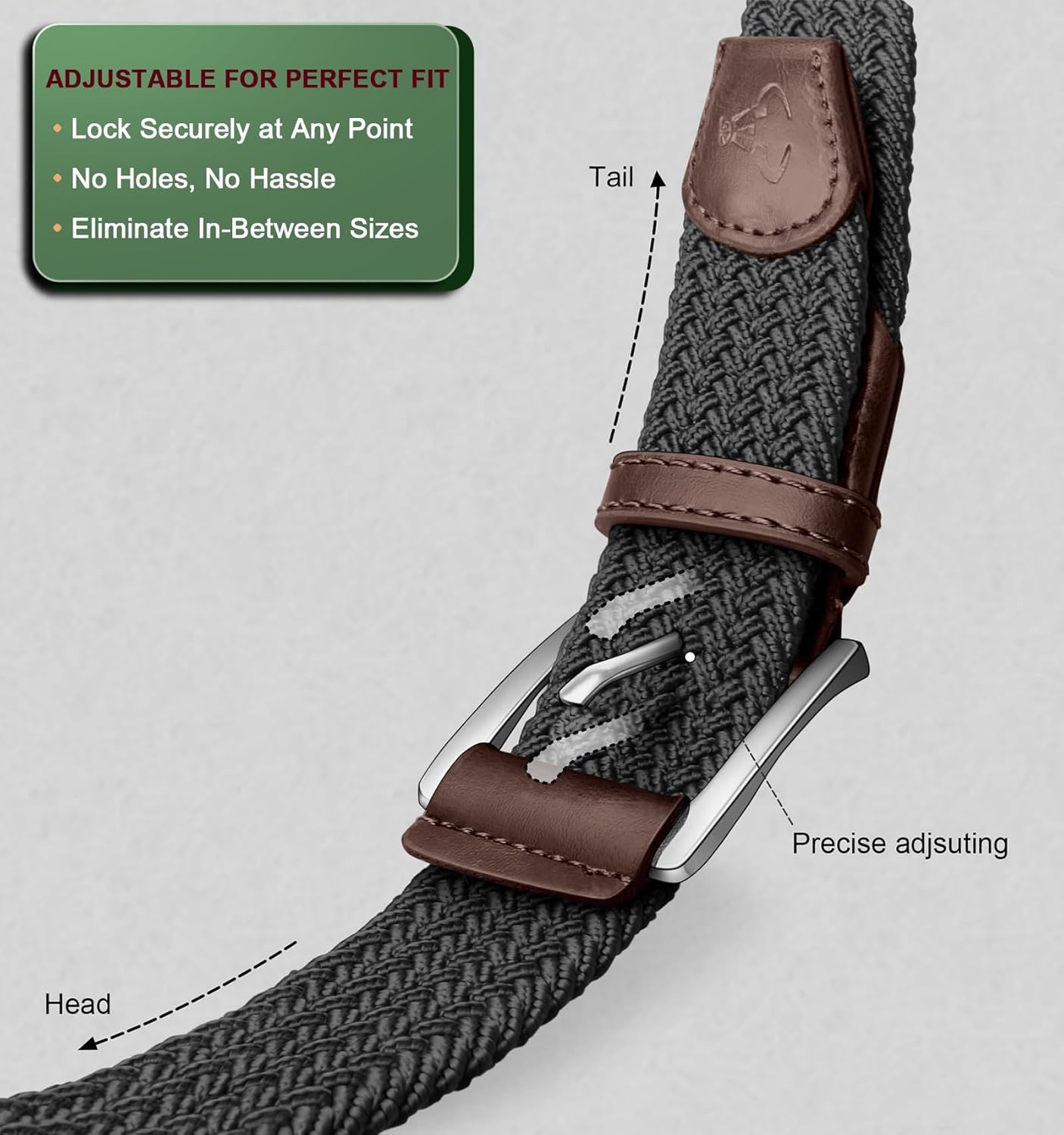 BULLIANT Stretch Belt Men,Mens Gift Woven Braided Web Belt 1 3/8 for Golf Casual Pants Shirts Jeans - Image 3