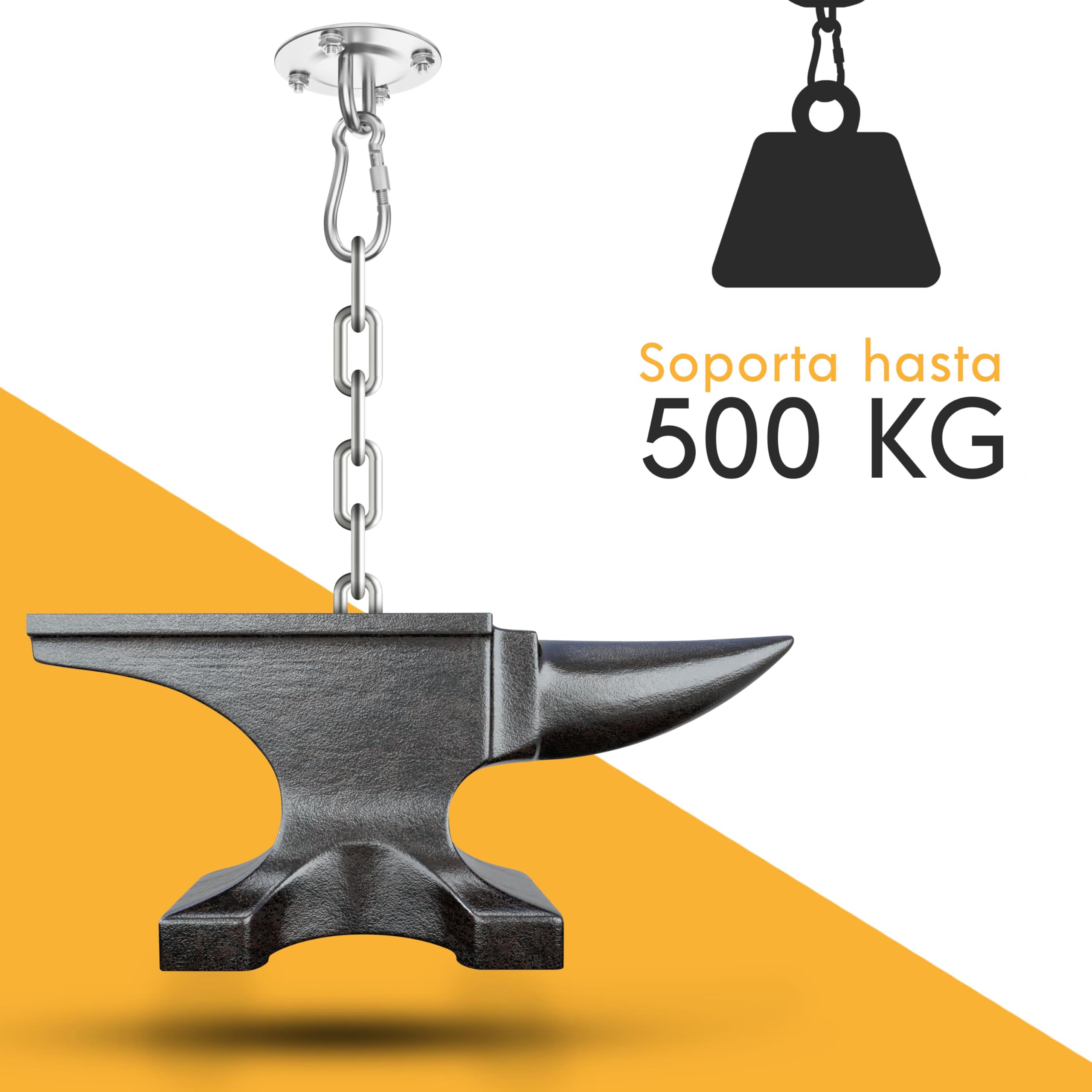 MEISTERFAKTUR Soporte saco boxeo 500 kg pared resistente ganchos techo