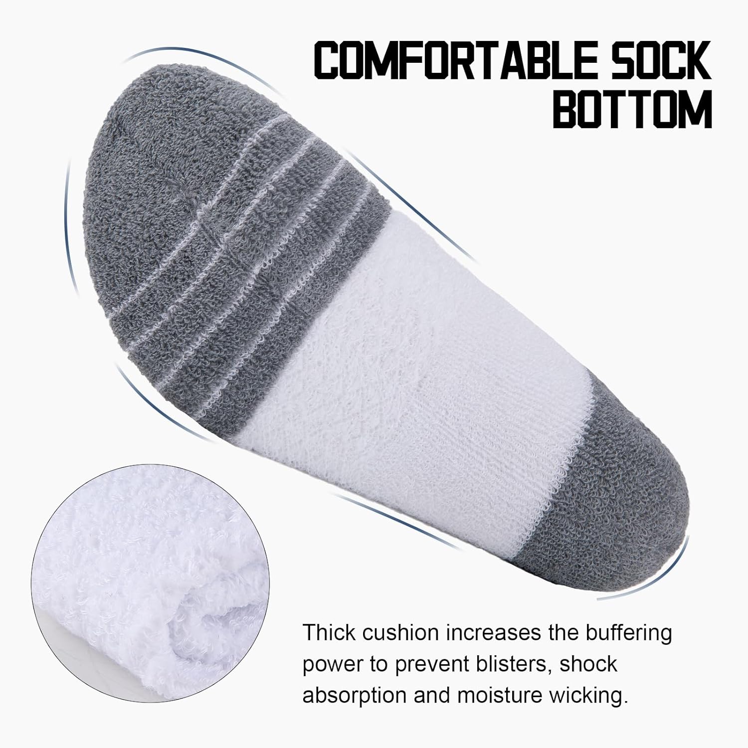 Heatuff 12 Pairs Mens Ankle Socks Athletic Cushioned Running Low Cut Sports Socks for Men - Image 5