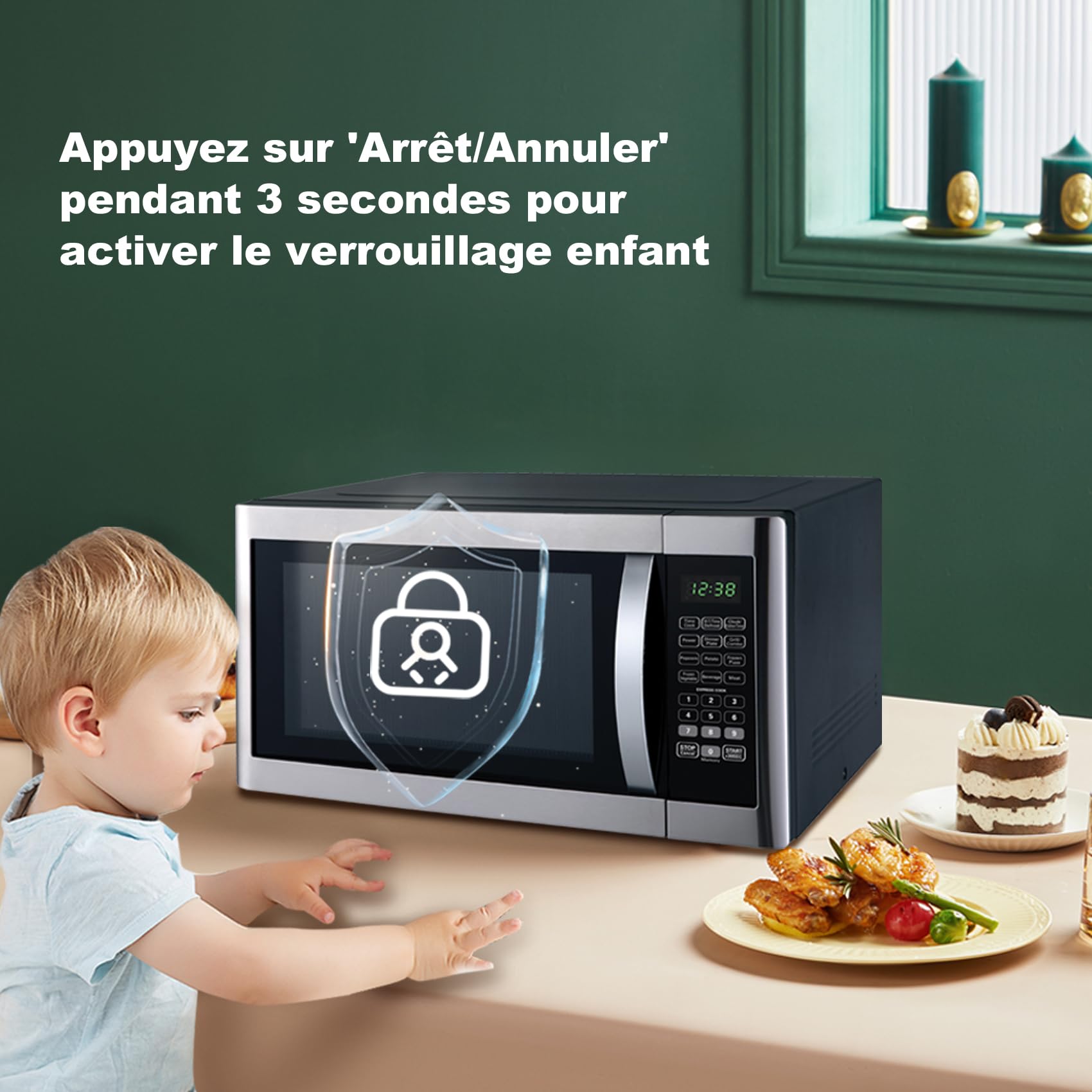 Smad Four Micro-ondes Combiné, 42L, Four Micro-ondes avec Grill, Micro-ondes 1100W, Grill 1200-1400W, 11 Niveaux de Puissance, Micro-ondes Multifonctions, Plateau Tournant 345mm