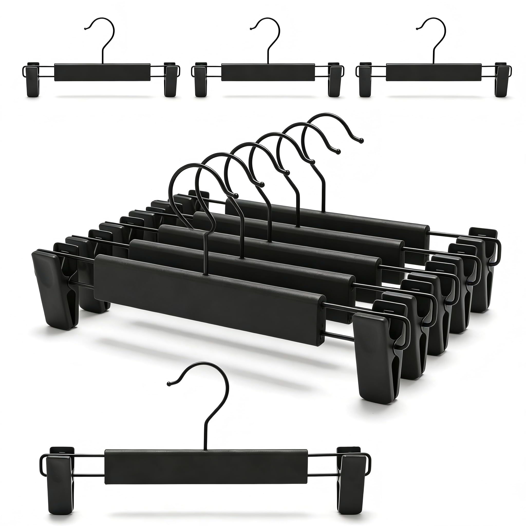 10 Pack Space-Saving Non-Slip Trouser Hangers, Thickened Plastic 360° Swivel Hook With Adjustable Clips, Scratch-Wrinkle Resistant Rust-Proof, For Closet Organization Jeans Skirts Towels