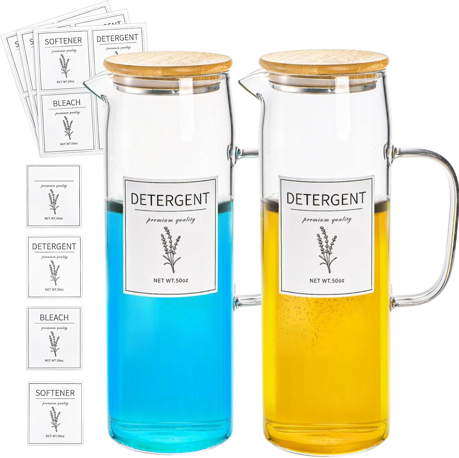 2 Pack Laundry Detergent Dispenser Set Fabric Softener Storage Bottle