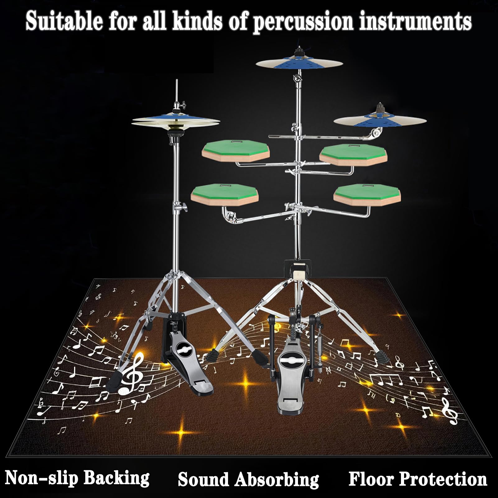 Dywan bębnowy do bębna dywanowego | Dywan bębnowy do bębna basowego 230 x 180 cm | Dźwiękoszczelna mata do baterii elektronicznej | Instrumenty muzyczne Antypoślizgowy koc