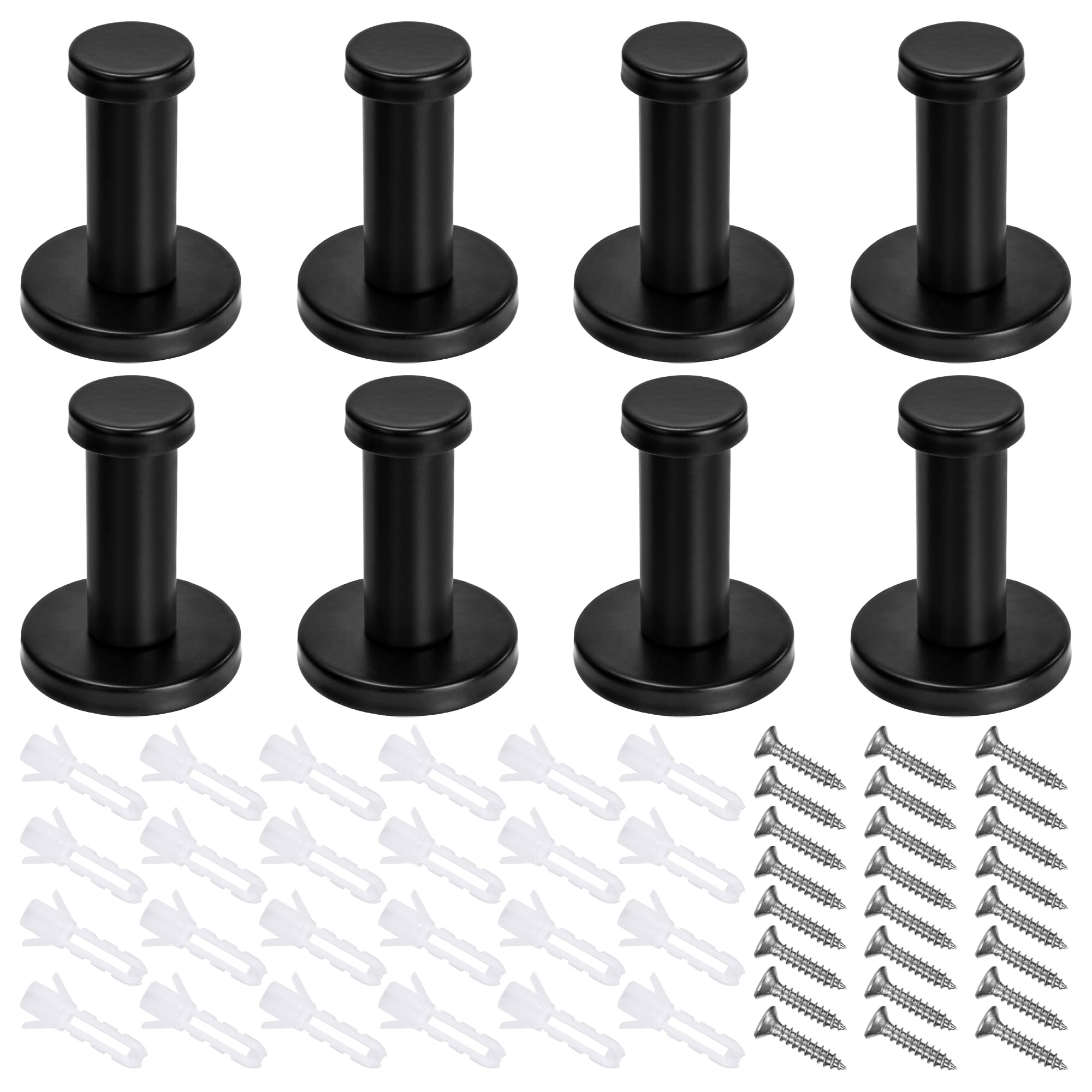 Appendiabiti da Parete in Acciaio Inox Nero Ganci per Cappotti Rotondo 50mm 8 Pezzi per Cappotto Asciugamano Cappello