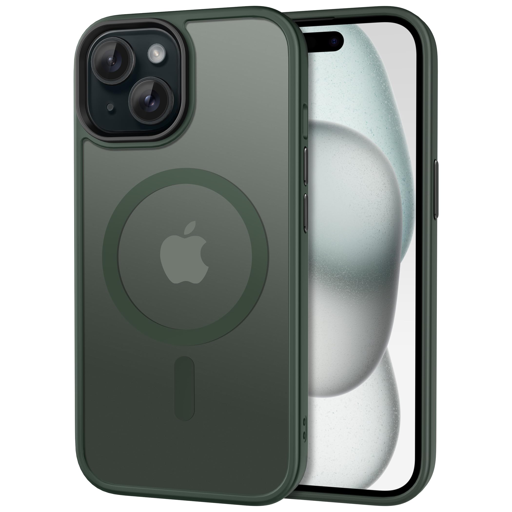 CACOE Magnetic Case for iPhone 15 6.1 inch-Compatible with MagSafe & Magnetic Car Phone Mount,Not Yellowing Anti-Scratch (Dark Green)
