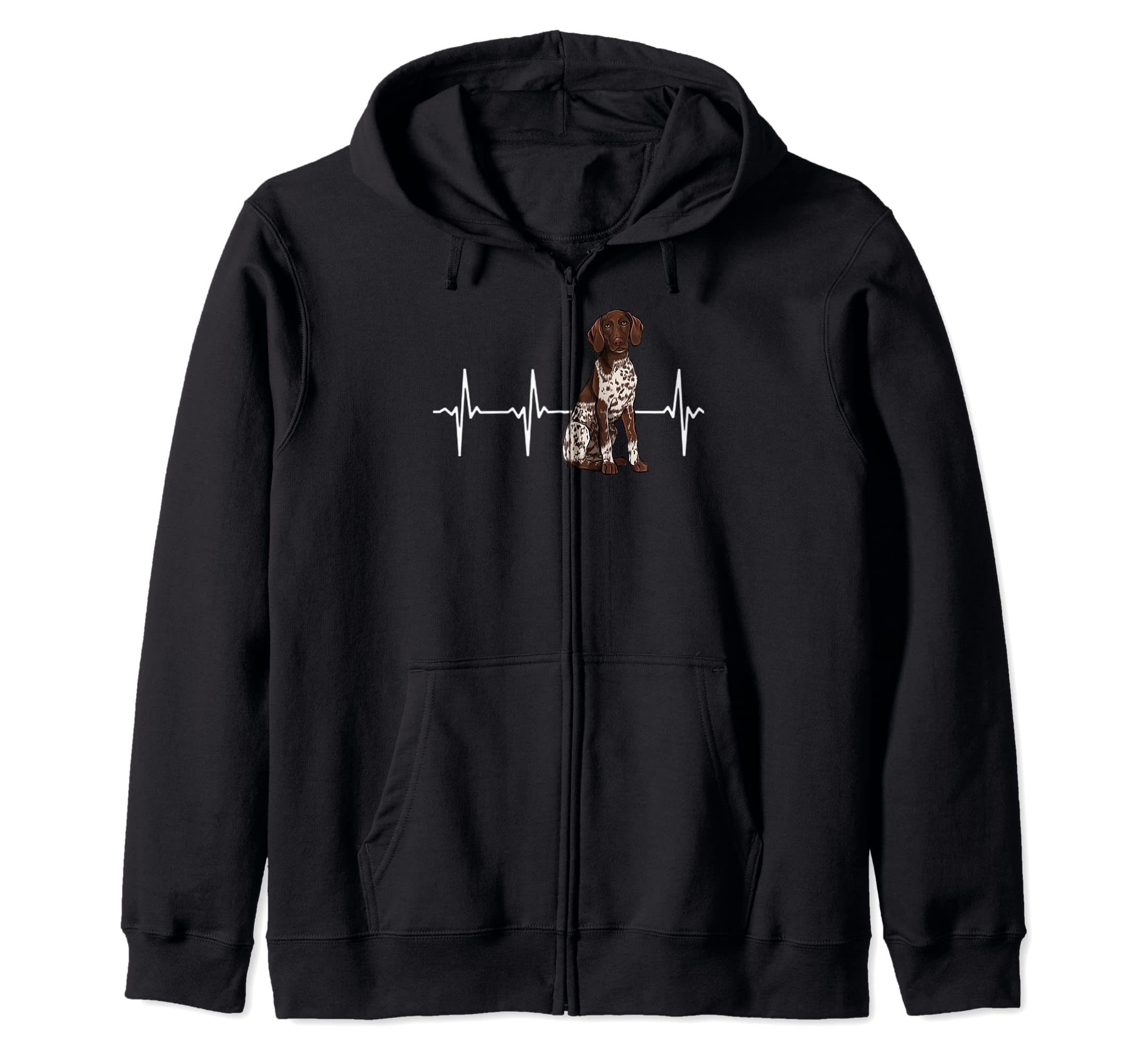 German Shorthaired Pointer Heartbeat Dog Lover Zip Hoodie, Black