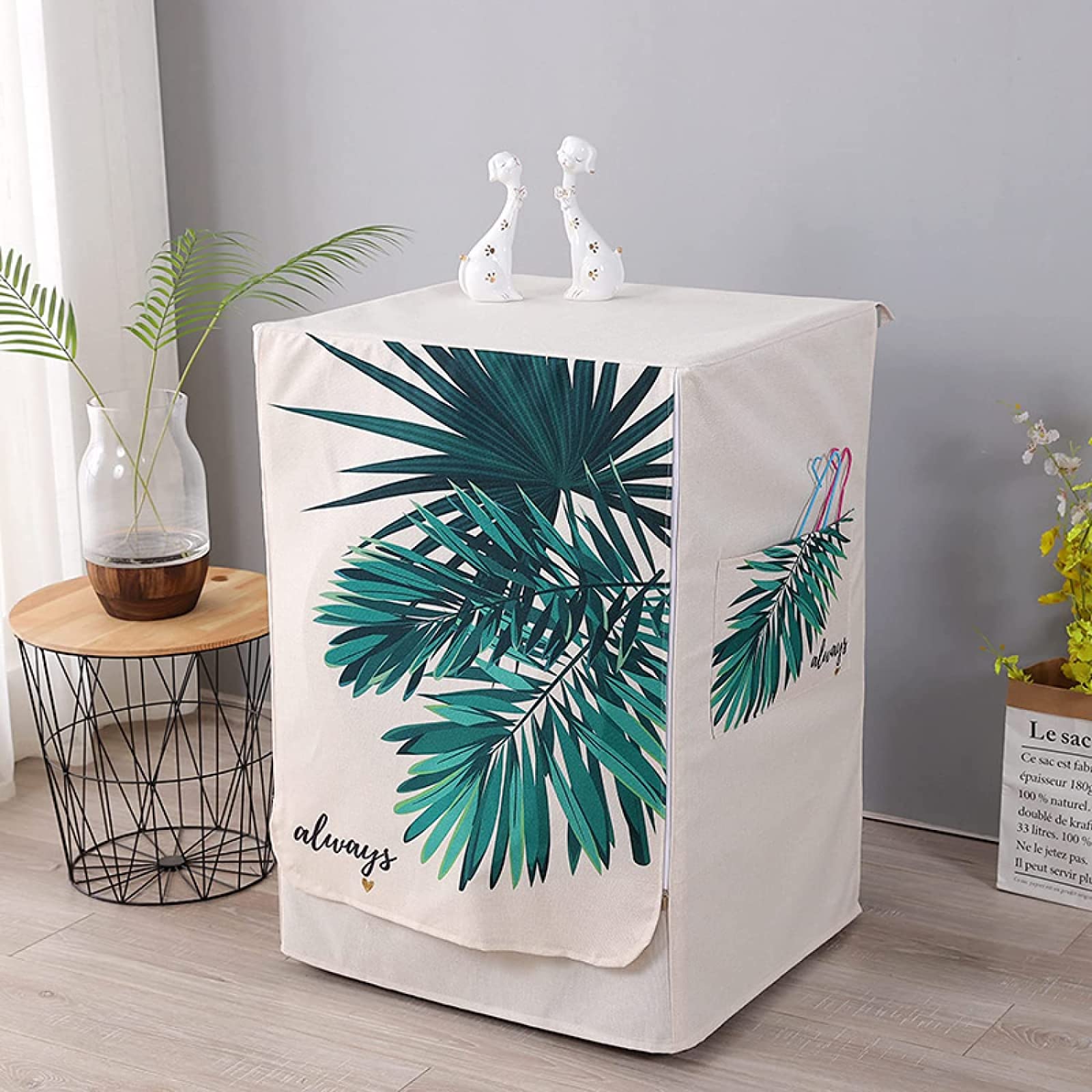 Baot8ylu Palm Leaf Washing Machine Cover, Washing Machine Cover, Automatic Washer Dryer Cover To Protect The Front Loader Washing Machine (, L Size 60 X 60 X 85 Cm)