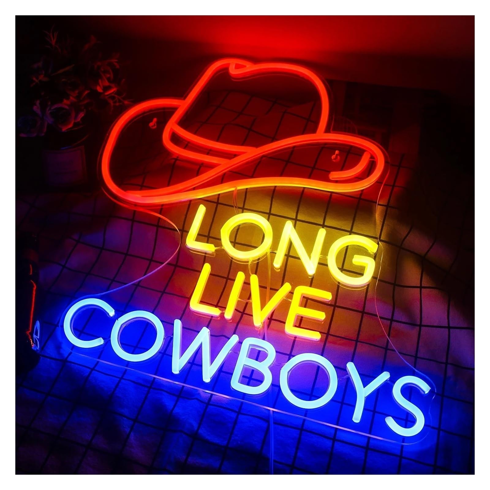 lámpara de neón Larga vida a los vaqueros para el letrero de neón luces LED decoración pared para casa restaurante bar para fiesta