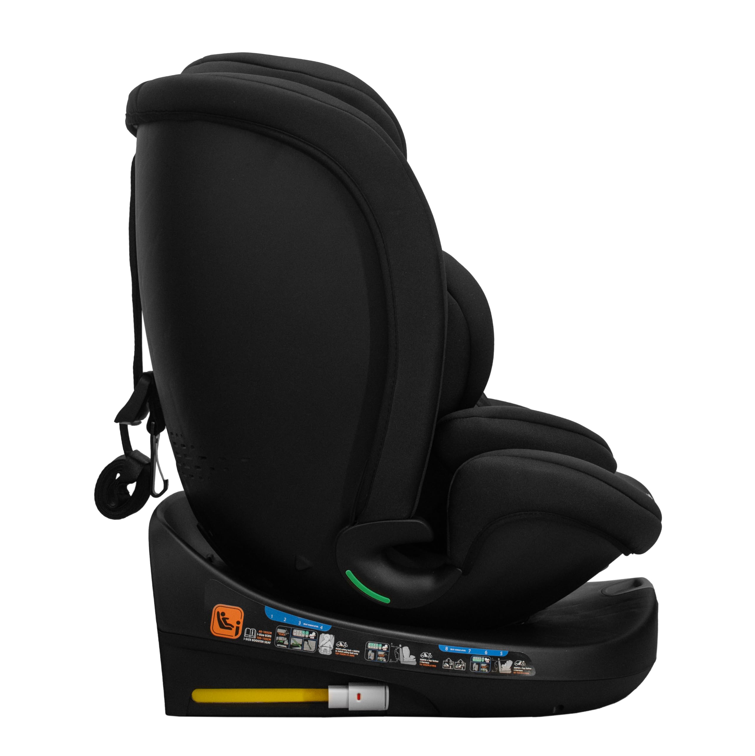 KidsZone C011 Silla de Coche Bebe 0 a 36 kg - Silla Bebe Coche Isofix 0 1 2 3 Giratoria 360°, 0-12 años, 40-150 cm - 8 posiciones de inclinación, Ajuste del reposacabezas 24cm, Negro