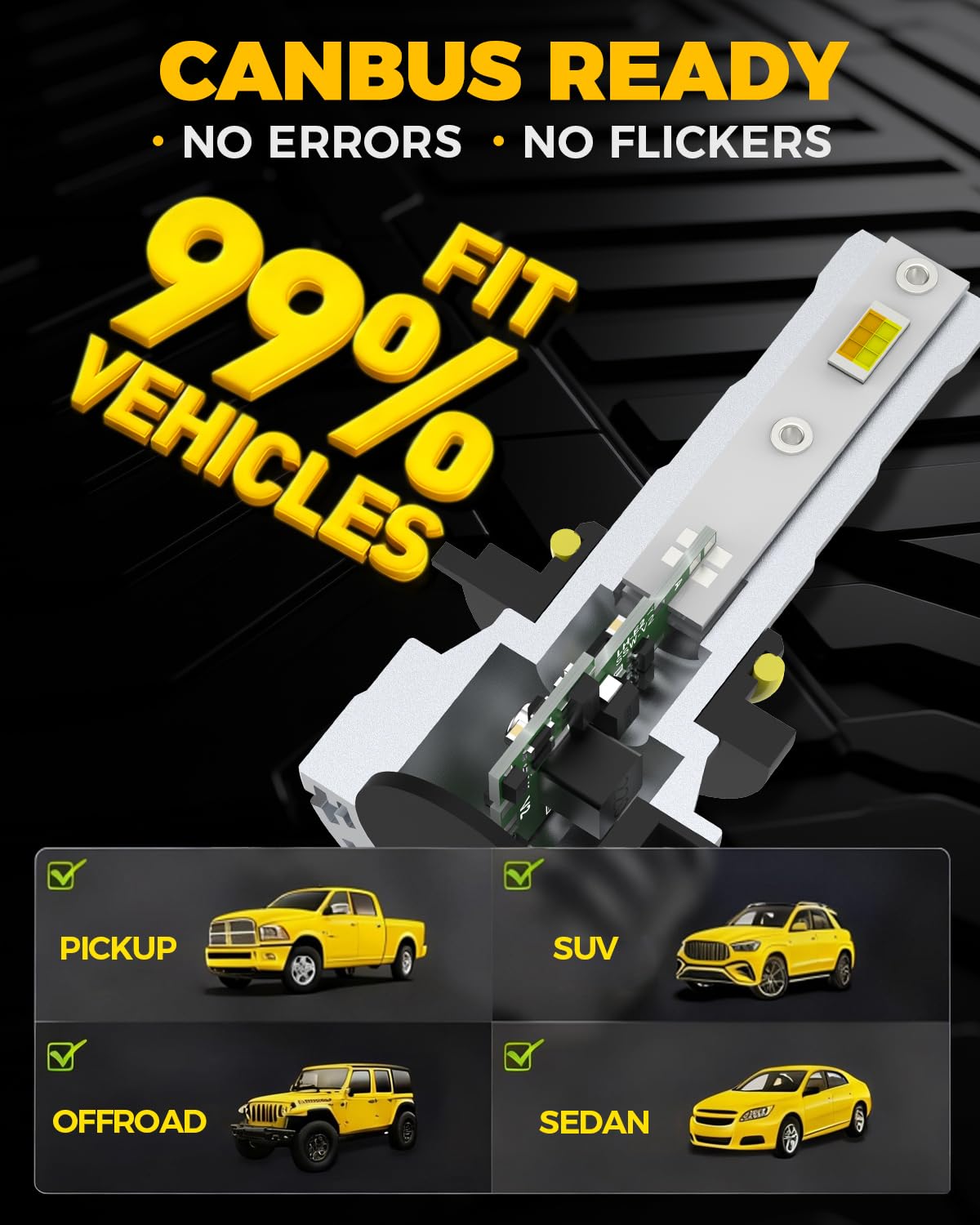 BMT xms Lampadina 9006 HB4 LED Switchback 6500K Bianco/3000K Giallo ambra, Lampadina bicolore bianco-giallo, 300% de luminosidad, paquete de 2