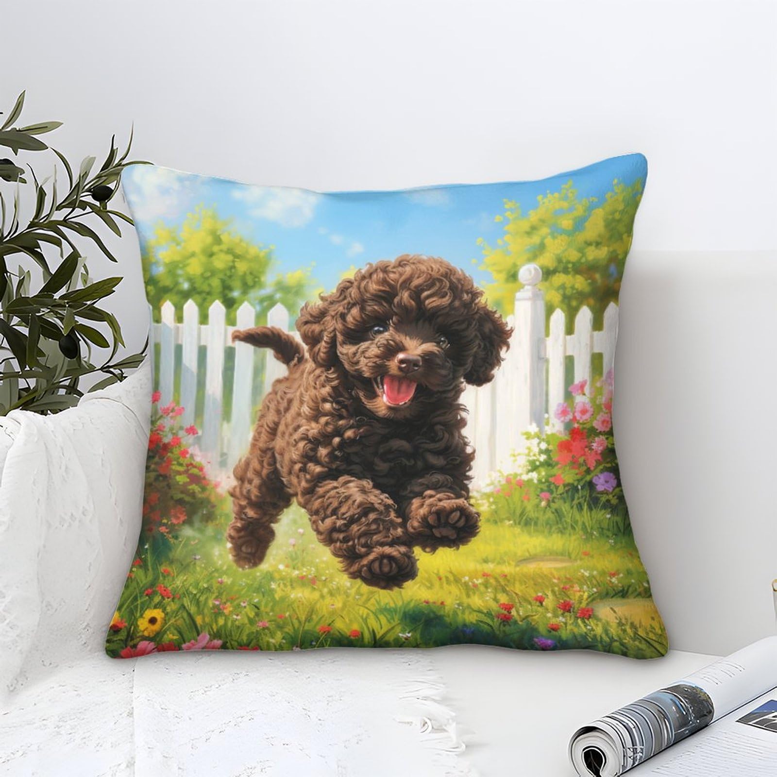LKBASOEGD 3D Printed Cockapoo Throw Pillow Covers Square Throw Pillow Decorative Super Soft Pack of 1 for Sofa Couch Bed 40x40cm