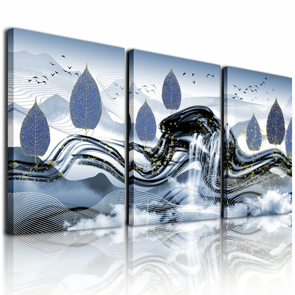 Abstract Wall Decor For Living Room Bedroom Wall Art Paintings Abstract Mountain Creative Leaves Artworks Pictures For Office Decoration Bathroom Home Decorations Posters 12x16 Inch/Piece 3 Panels