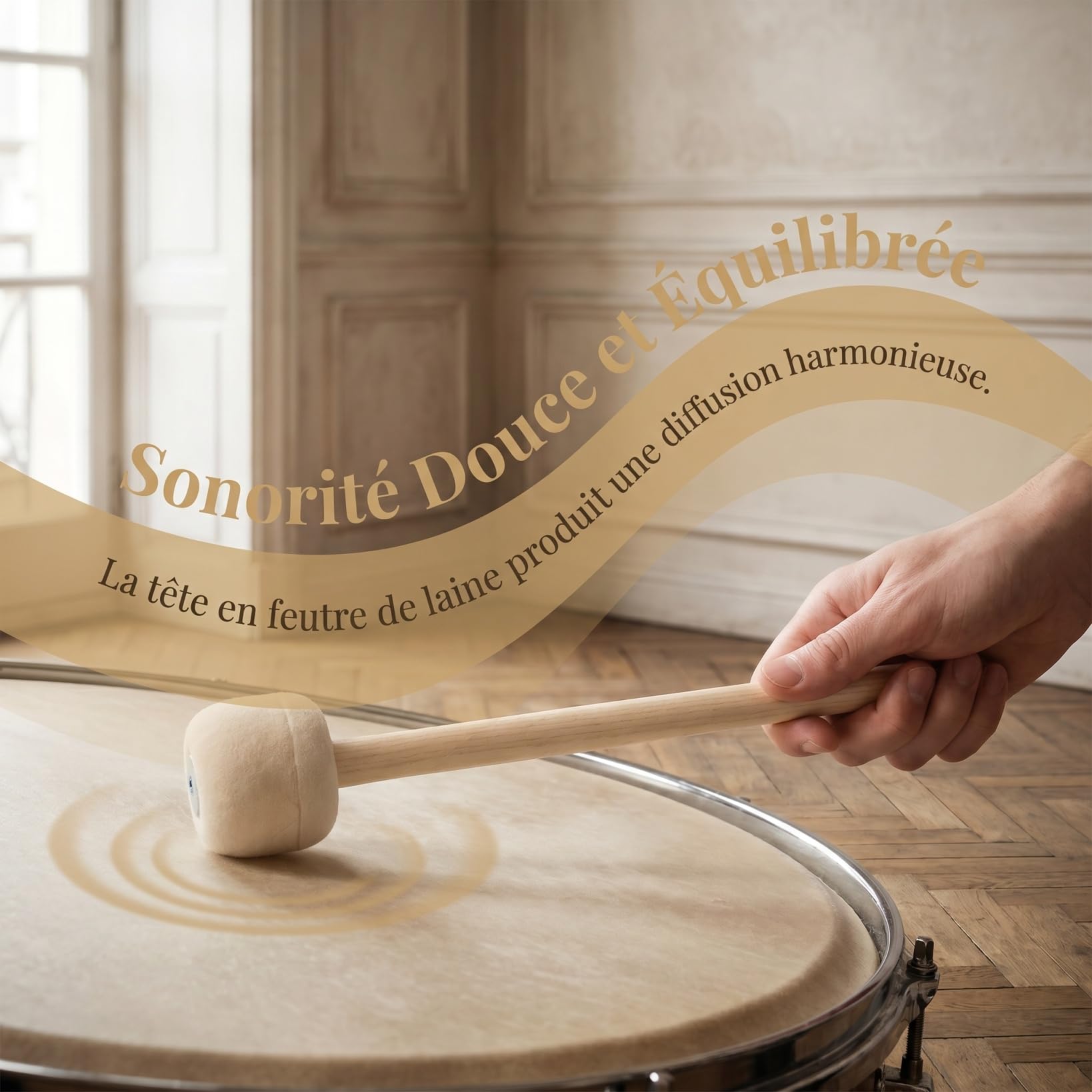 Toyvian 2 pezzi Mazzetto di grande cassa in legno con testa in feltro di lana bacchette per tamburo percussione accessorio pratico per principianti e musicisti
