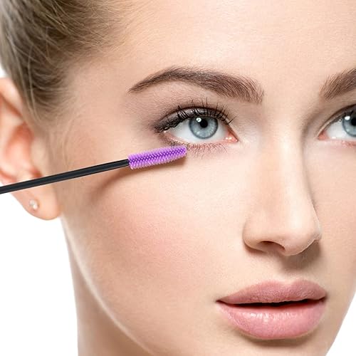 Miniatura 10 de G2PLUS Cepillos de pestañas de silicona, 100 cepillos de rímel negro y verde, varitas aplicadoras de cejas para maquillaje, cuidado personal y