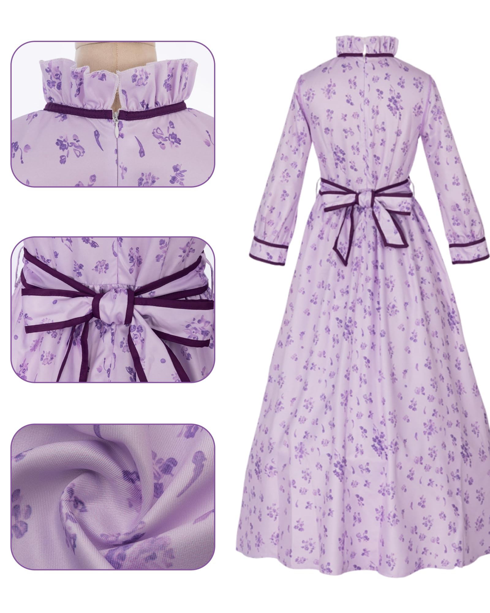 NSPSTT Costume Cosplay: abito floreale viola
