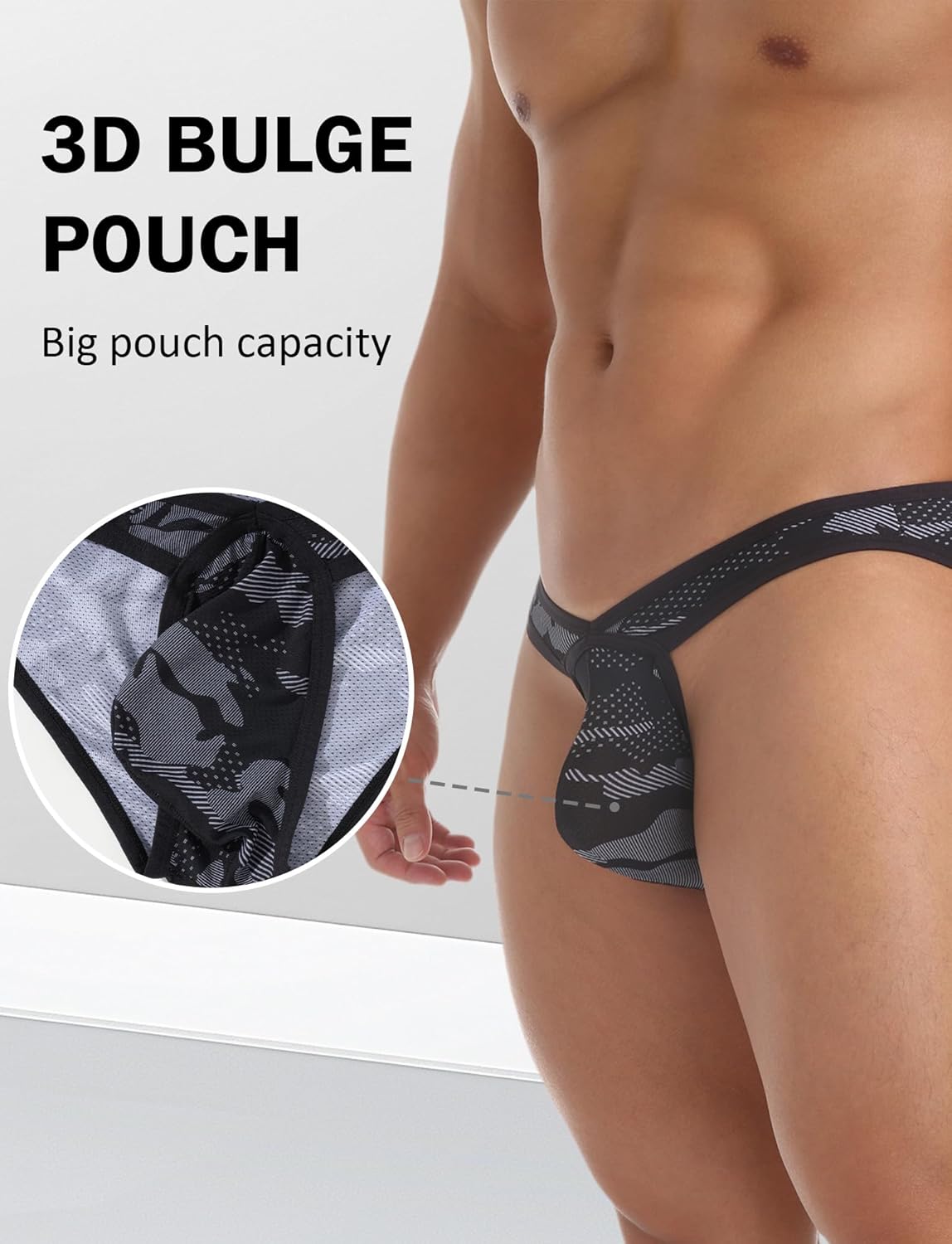 FEOYA Men's Bikini Briefs Lightweight Breathable Micro Mesh Underpants Sexy Low Rise Bulge Pouch Underwear - Image 3