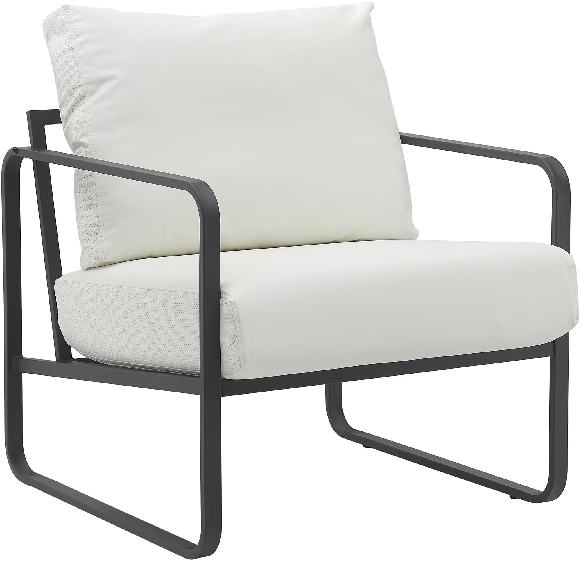 CLP Lounger Manea I Poltrona relax in ecopelle o tessuto I Con robusta struttura in metallo I Poltrona club imbottita, Colore:bianco, Materiale:Ecopelle