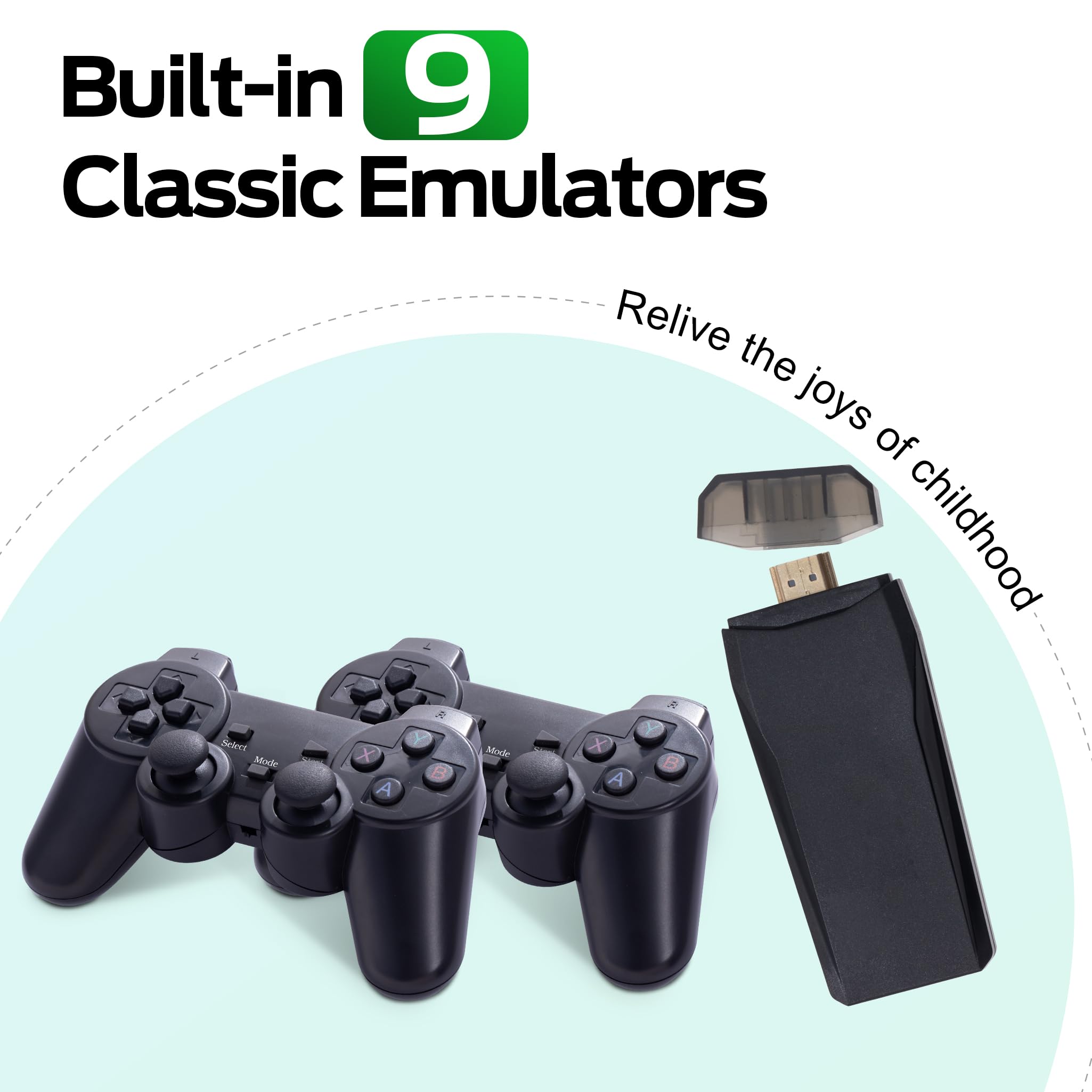 Wireless Retro Game, 25000+ Games Built-in, 4K HDMI Output, 9 Emulators, Dual 2.4GHz Wireless Game