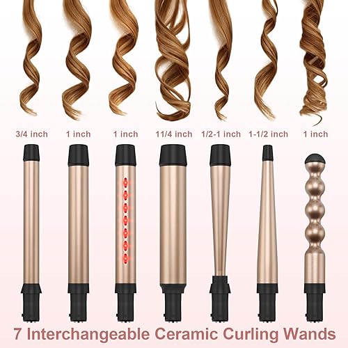 Miniatura 10 de PARWIN PRO BEAUTY - Juego de varita de rizador 4 en 1 3 varitas intercambiables de 05 a 1 pulgada 9 controles de temperatura LED guante y 2 pinzas