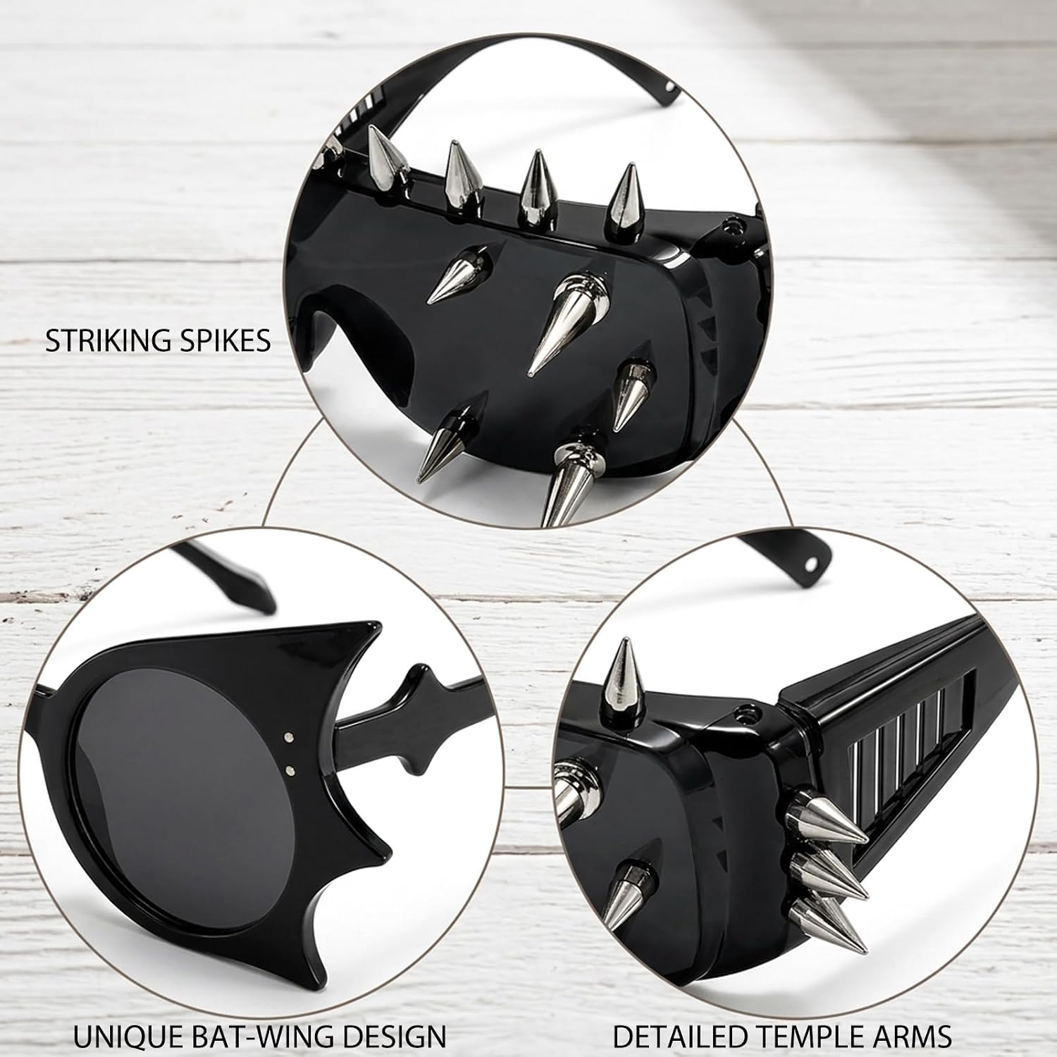 2-Pack Alternative Sunglasses with Nail and Irregular Shapes, Goth Sunglasses, Gothic Eyewear & Goth Glasses, Versatile Dark Style for Multiple Occasions