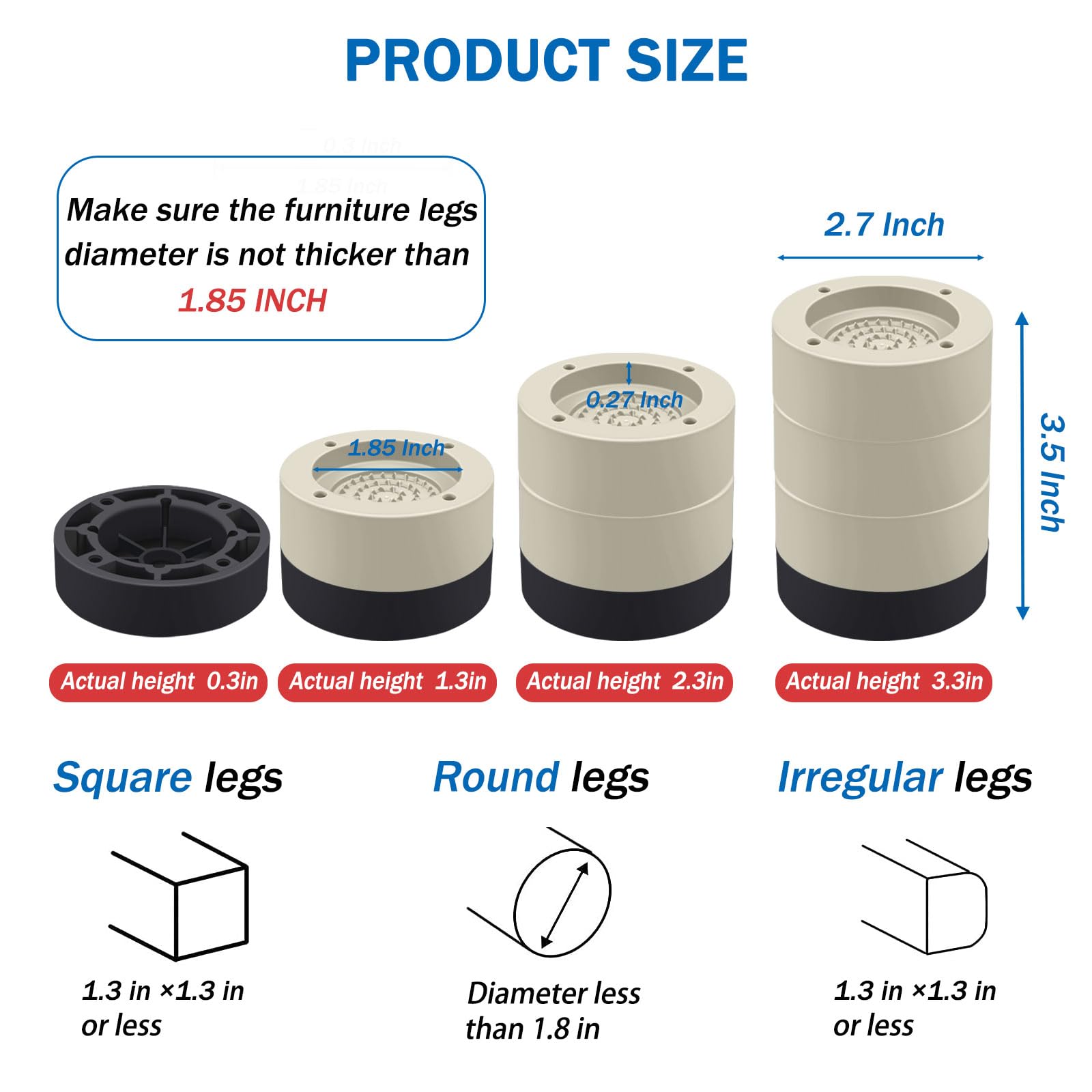 Snapklik.com : ANNKUT Furniture Risers 2 inchRound Bed Risers Heavy ...