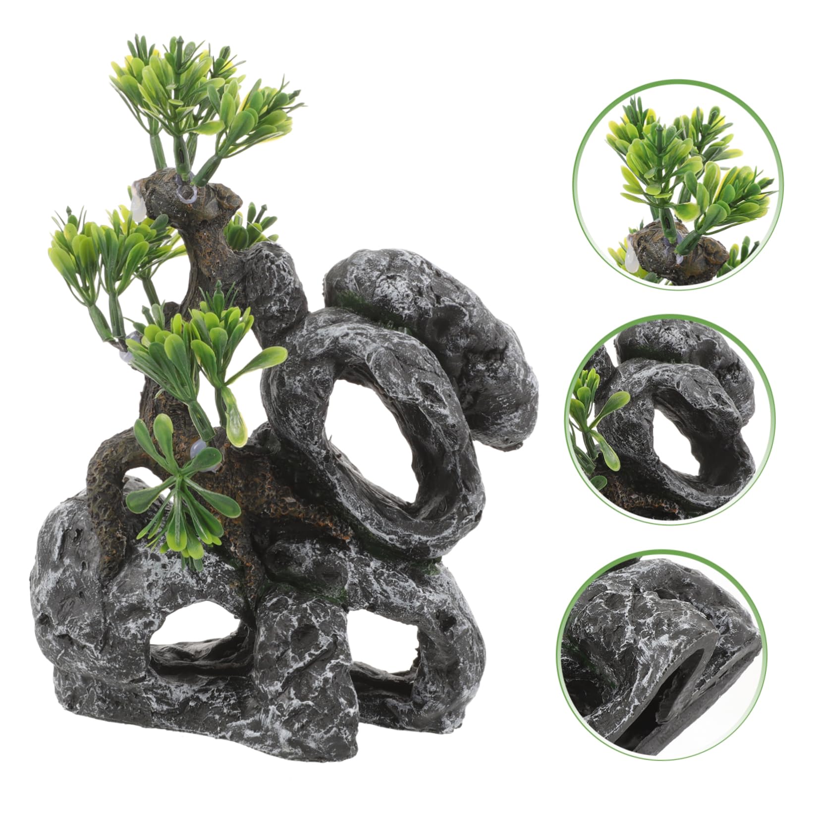 YARNOW 3 Pièces Cachette Aquatique Aquarium Faux Poisson Grenouille décor Chauffage réservoir Filet mangeoire Plantes air océan Usine étang Artificiel Vide Flottant Automatique résine
